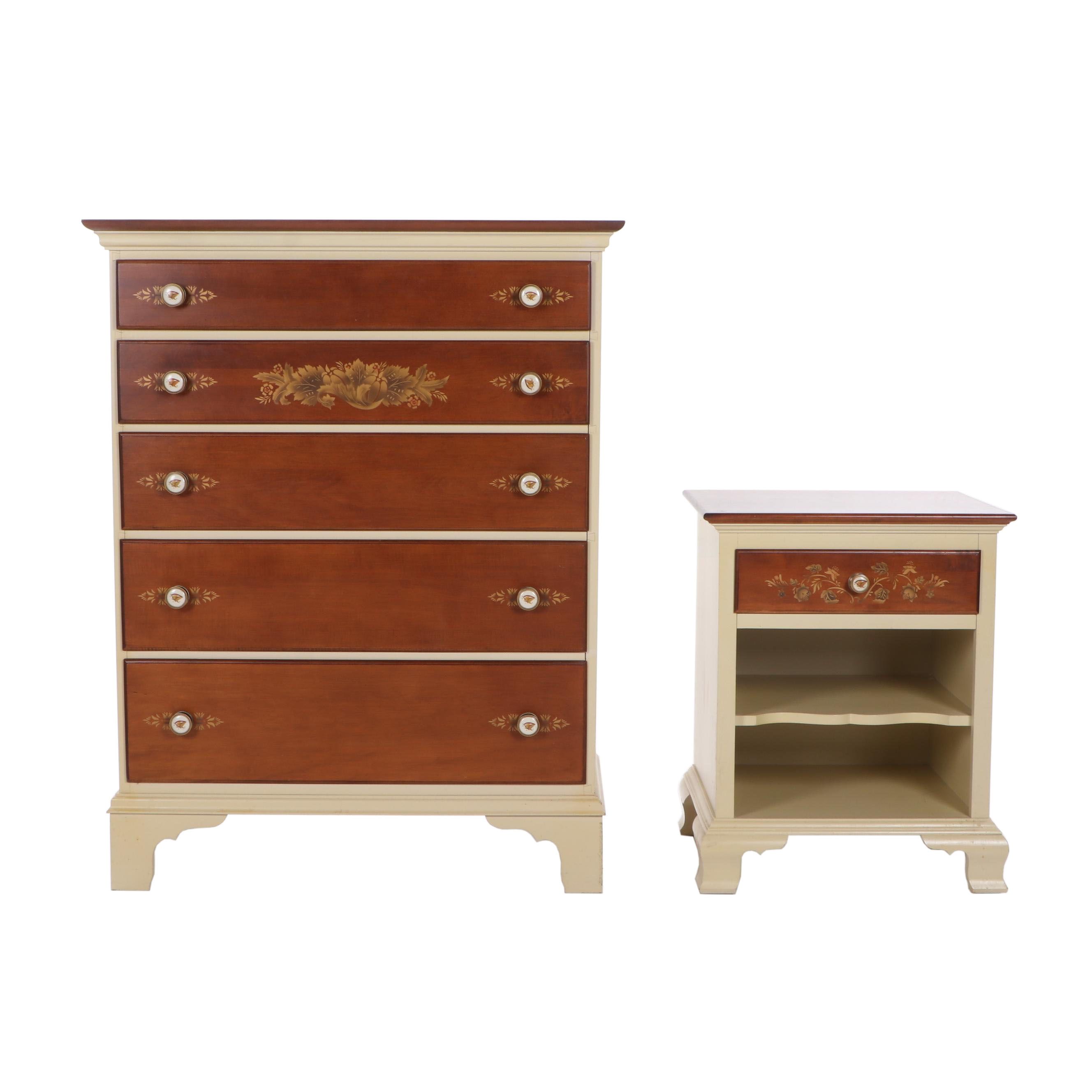Lambert Hitchcock Painted Wood Dresser and Nightstand EBTH