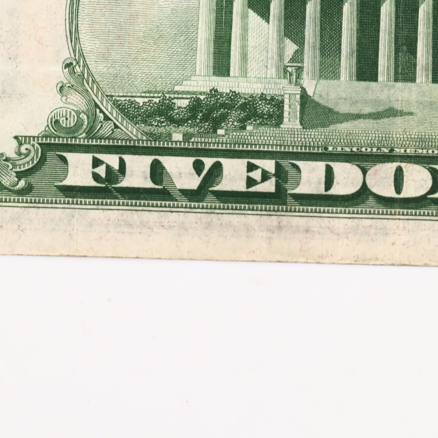 Series of 1934 A U S $5 Silver Certificate with Yellow Seal EBTH