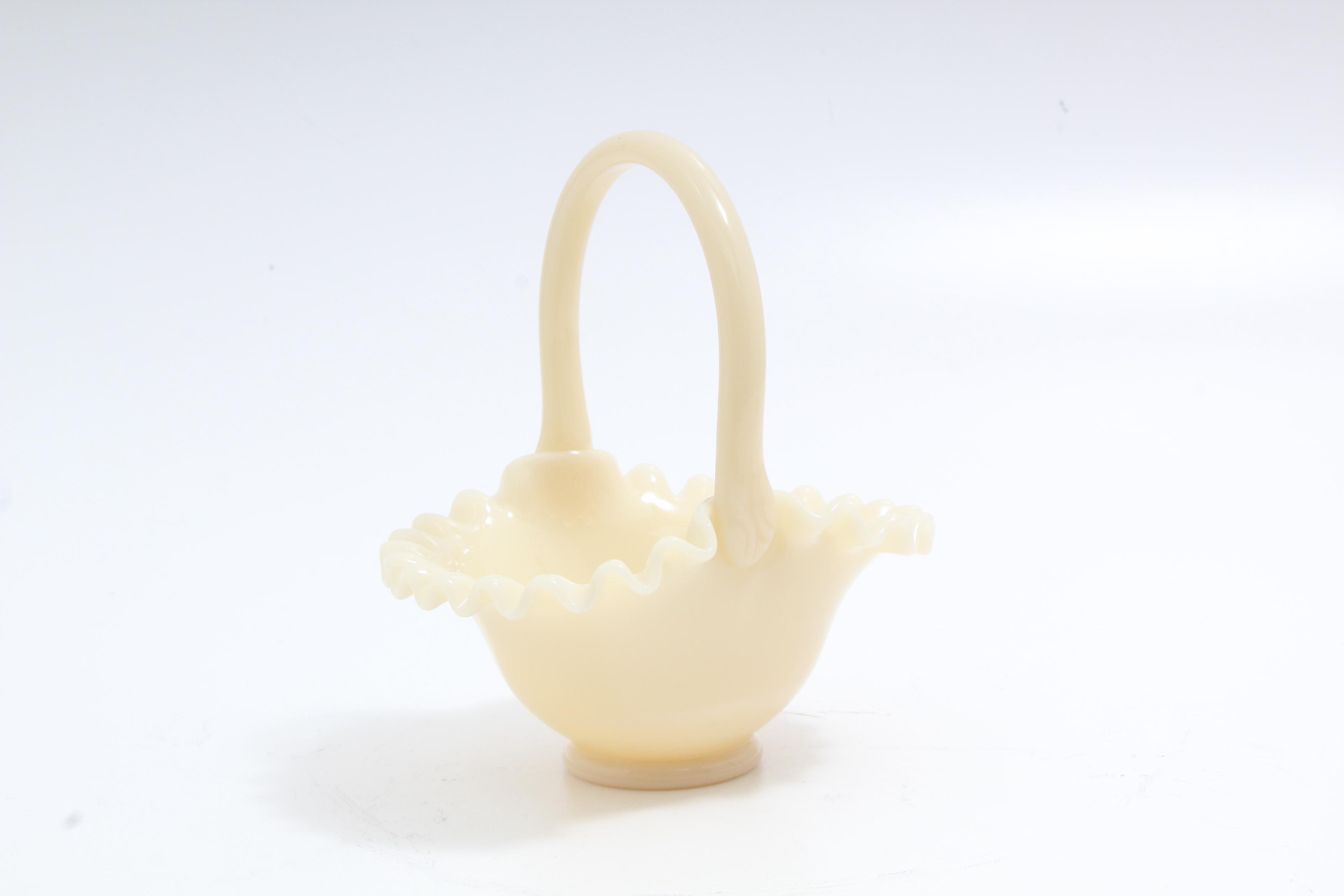 Fenton Custard Glass Basket EBTH