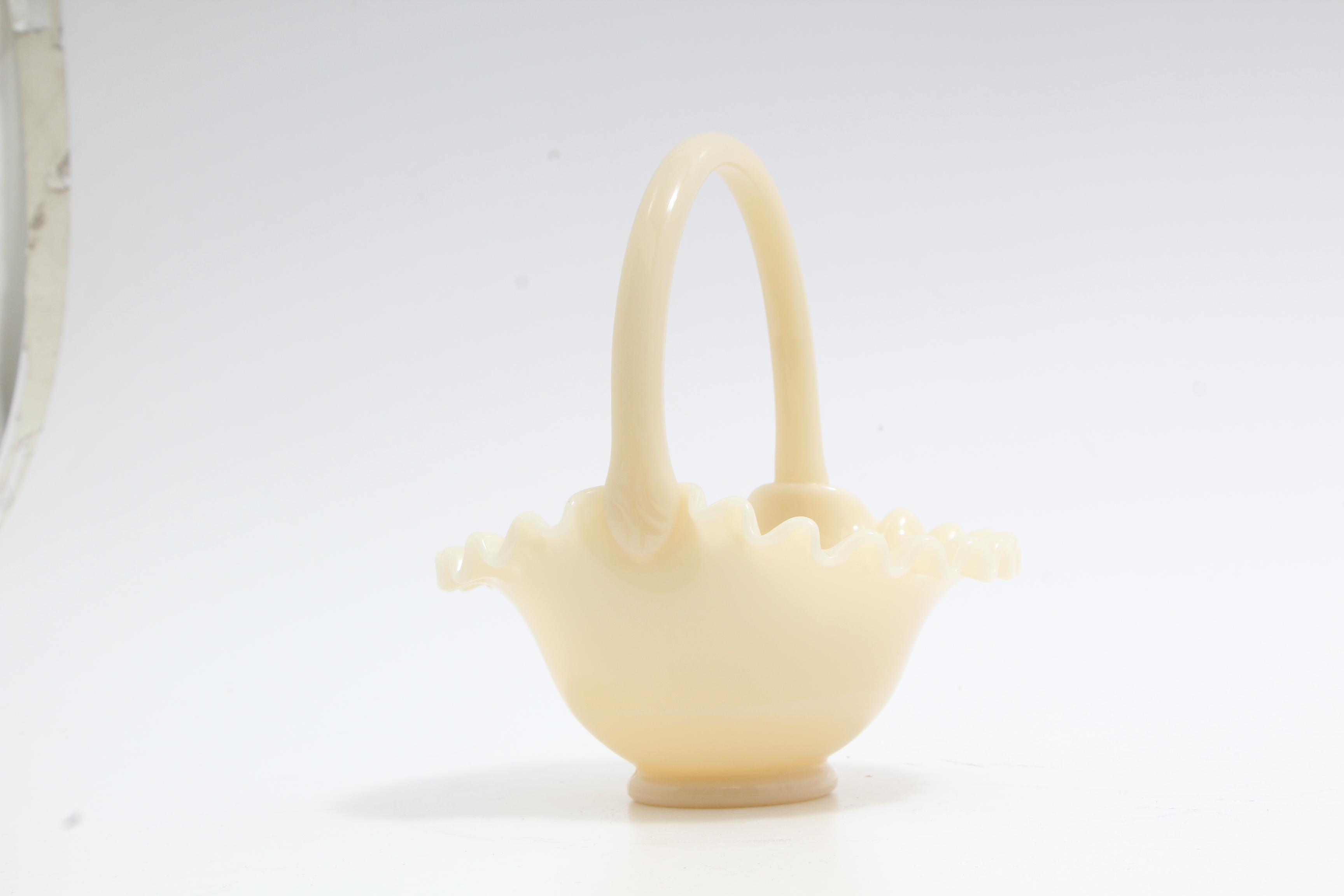 Fenton Custard Glass Basket EBTH