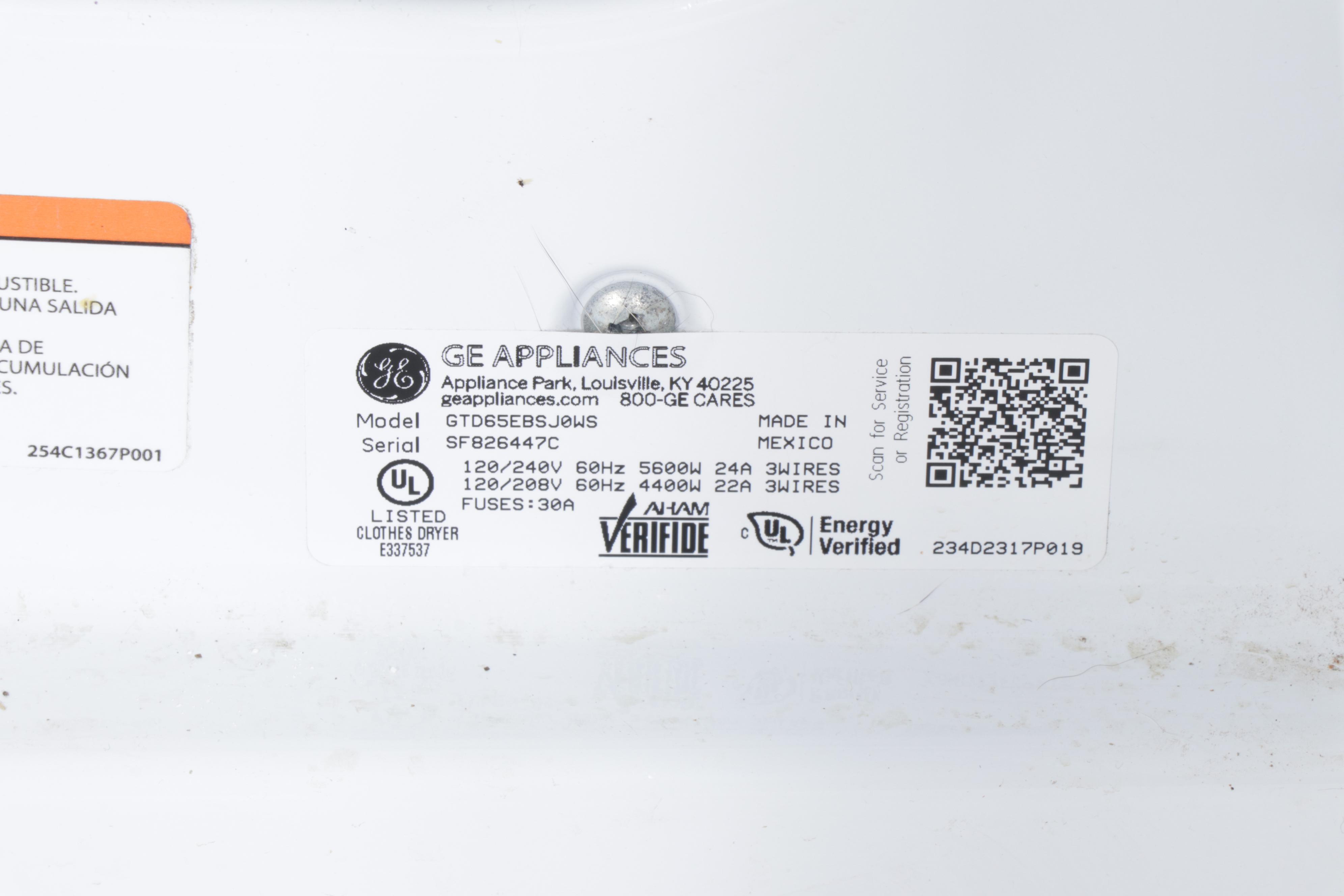 General Electric Clothes Dryer EBTH