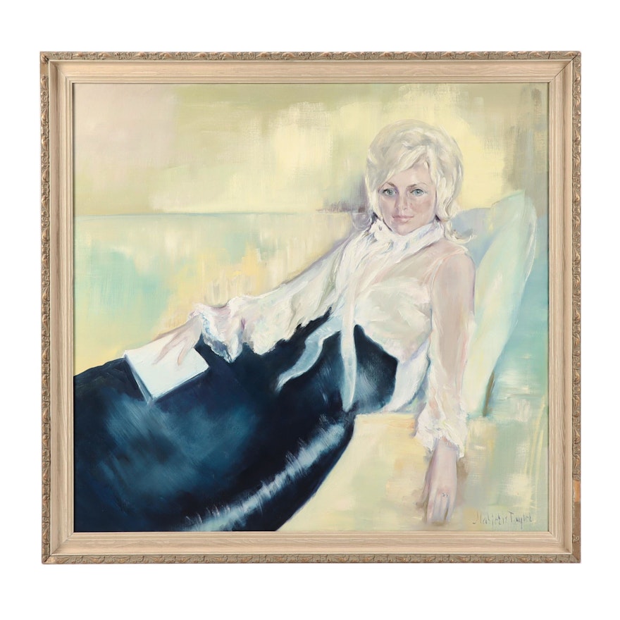 Marjorie Taylor Portrait Oil Painting Of Woman Lounging With Book