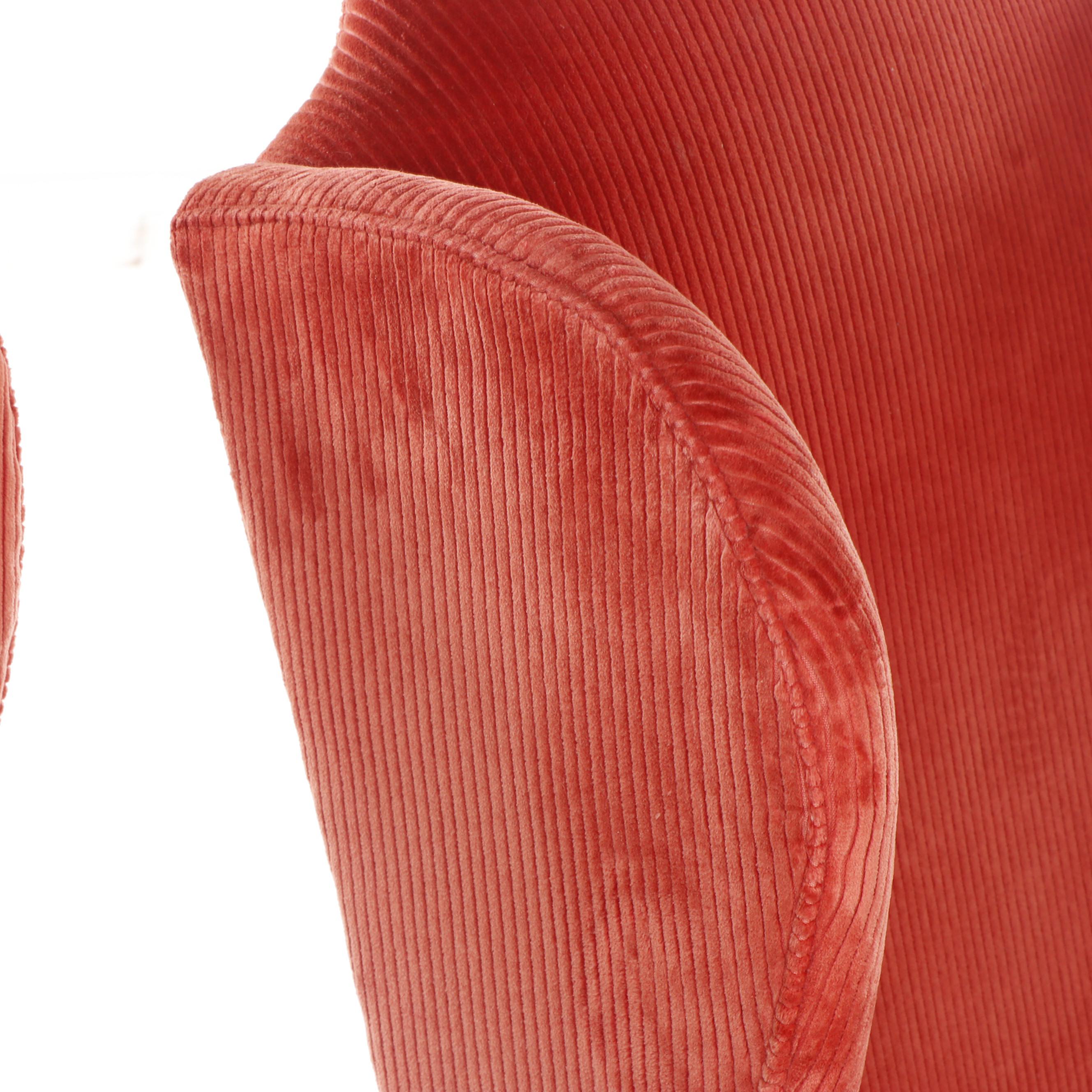 Pair of John M. Smyth Queen Anne Style Red Corduroy Upholstered Wingback Chairs EBTH