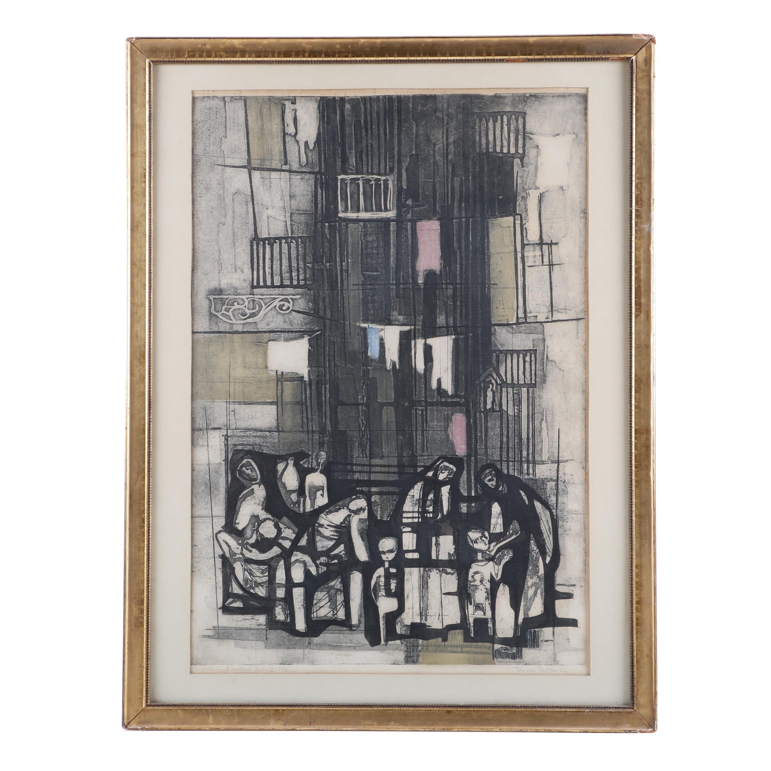 Ru Van Rossem 1962 Etching With Aquatint Impressions Of Southern Italy 2 Ebth