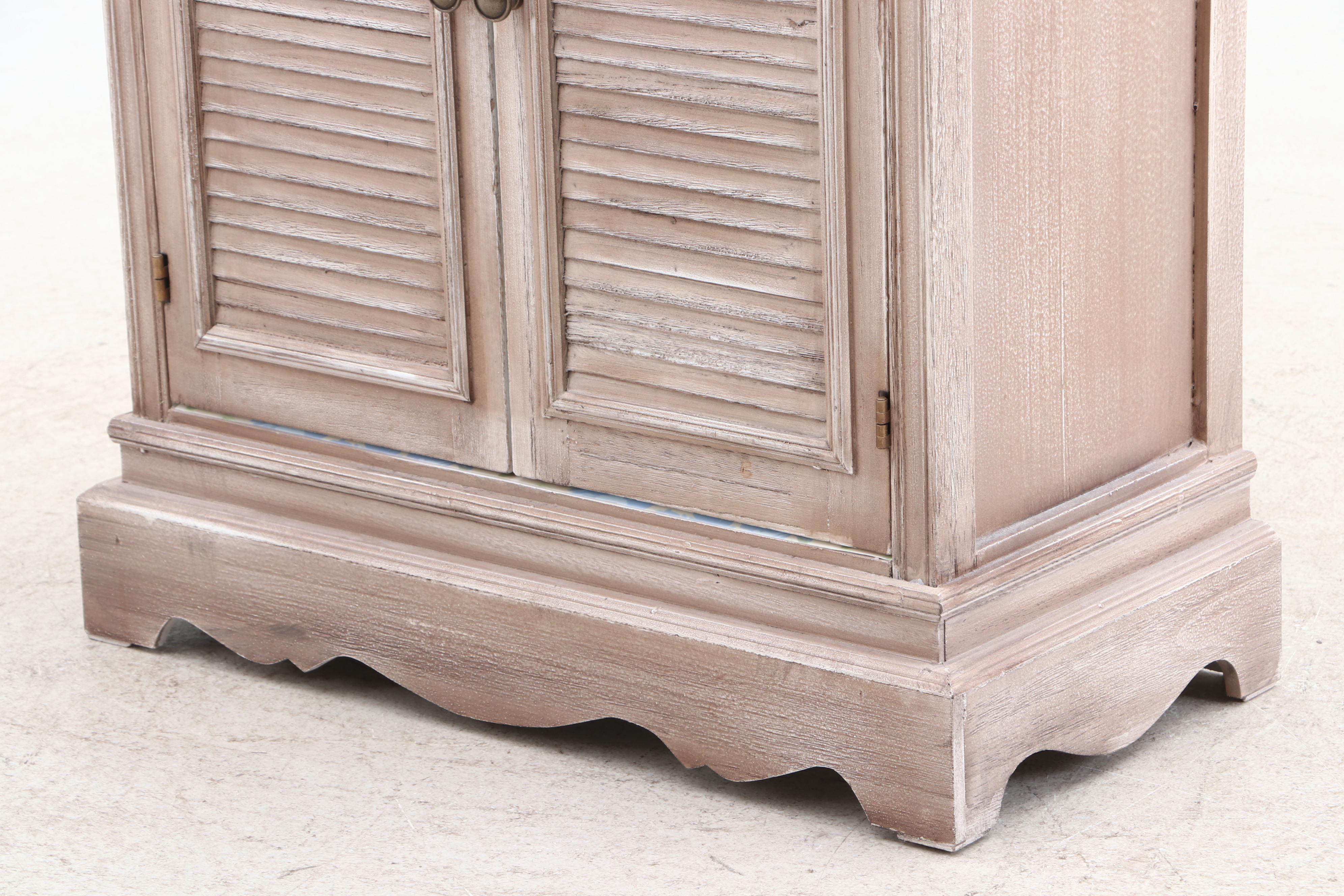 Hobby Lobby Distressed Finish Wood and Glass End Table, contemporary EBTH