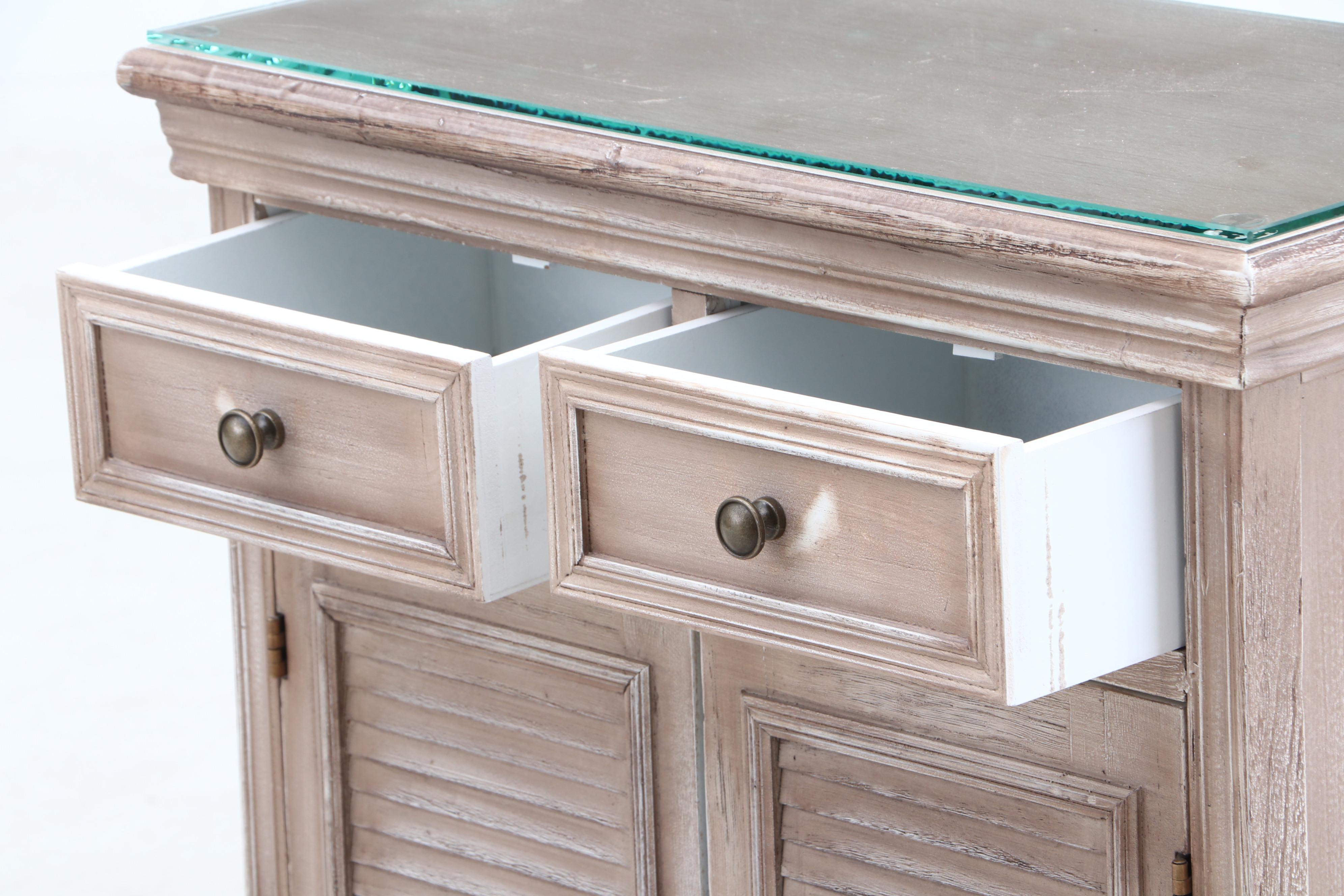 Hobby Lobby Distressed Finish Wood and Glass End Table, contemporary EBTH