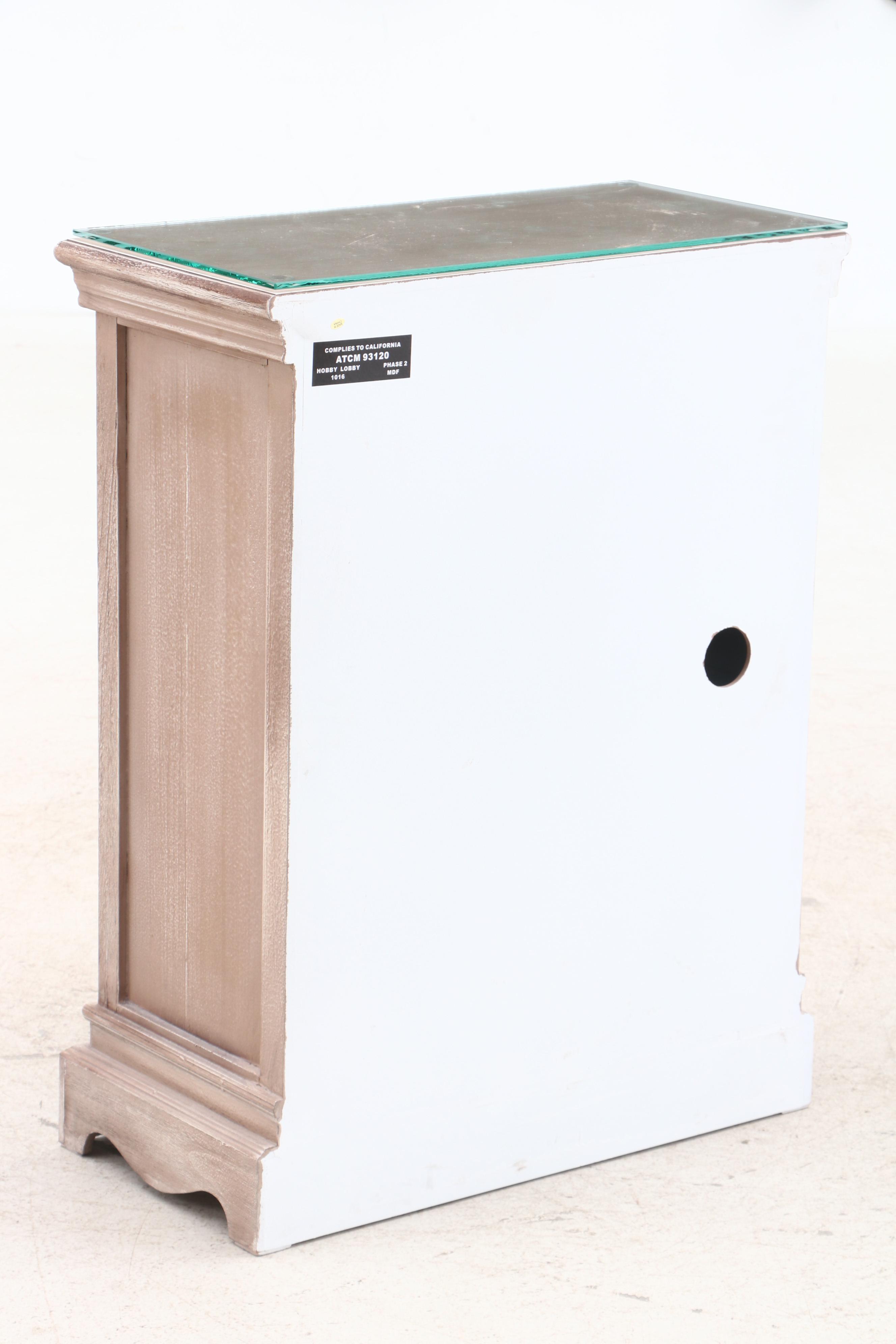 Hobby Lobby Distressed Finish Wood and Glass End Table, contemporary EBTH