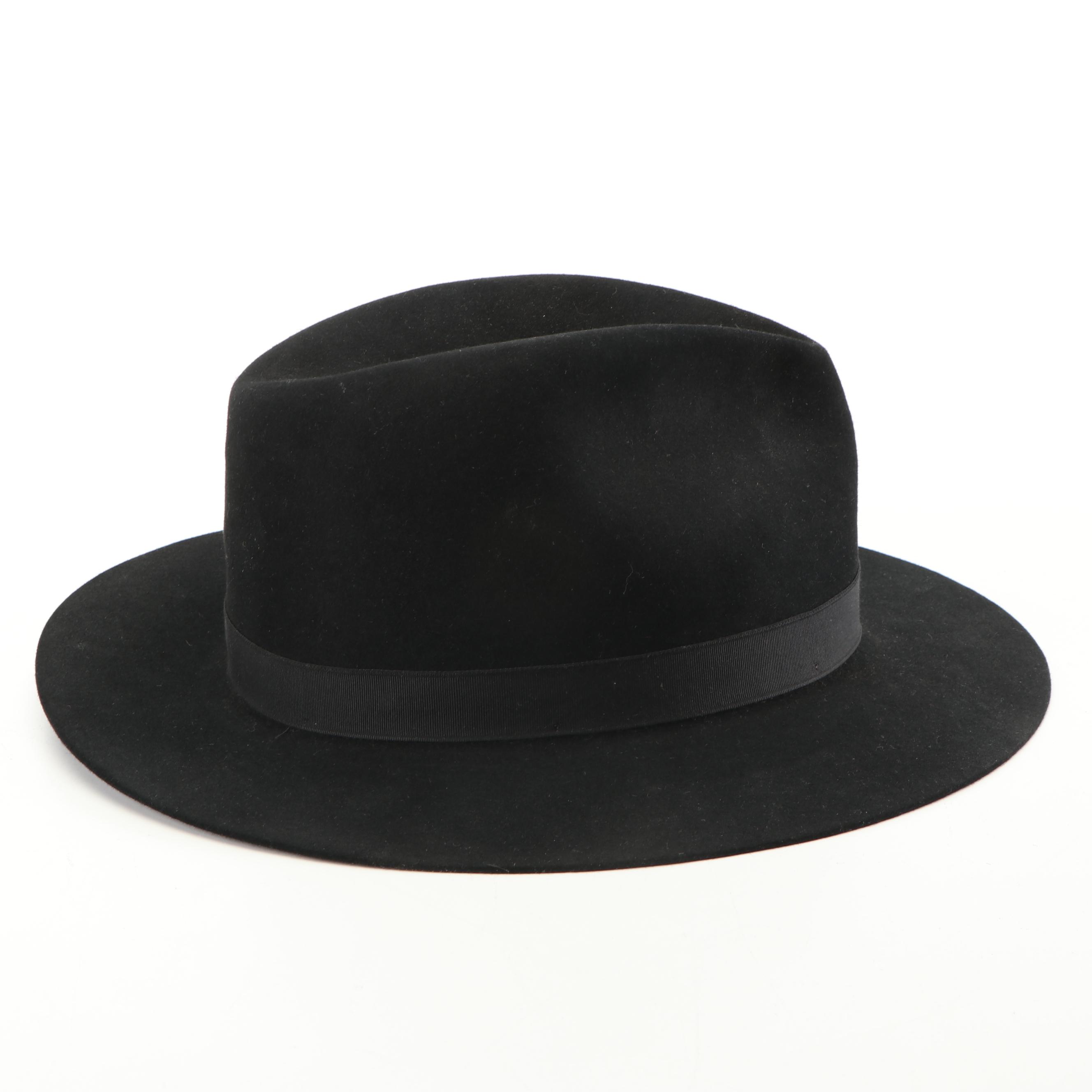 Dobbs Black Felt Fedora with Black Grosgrain Band and Feathers EBTH
