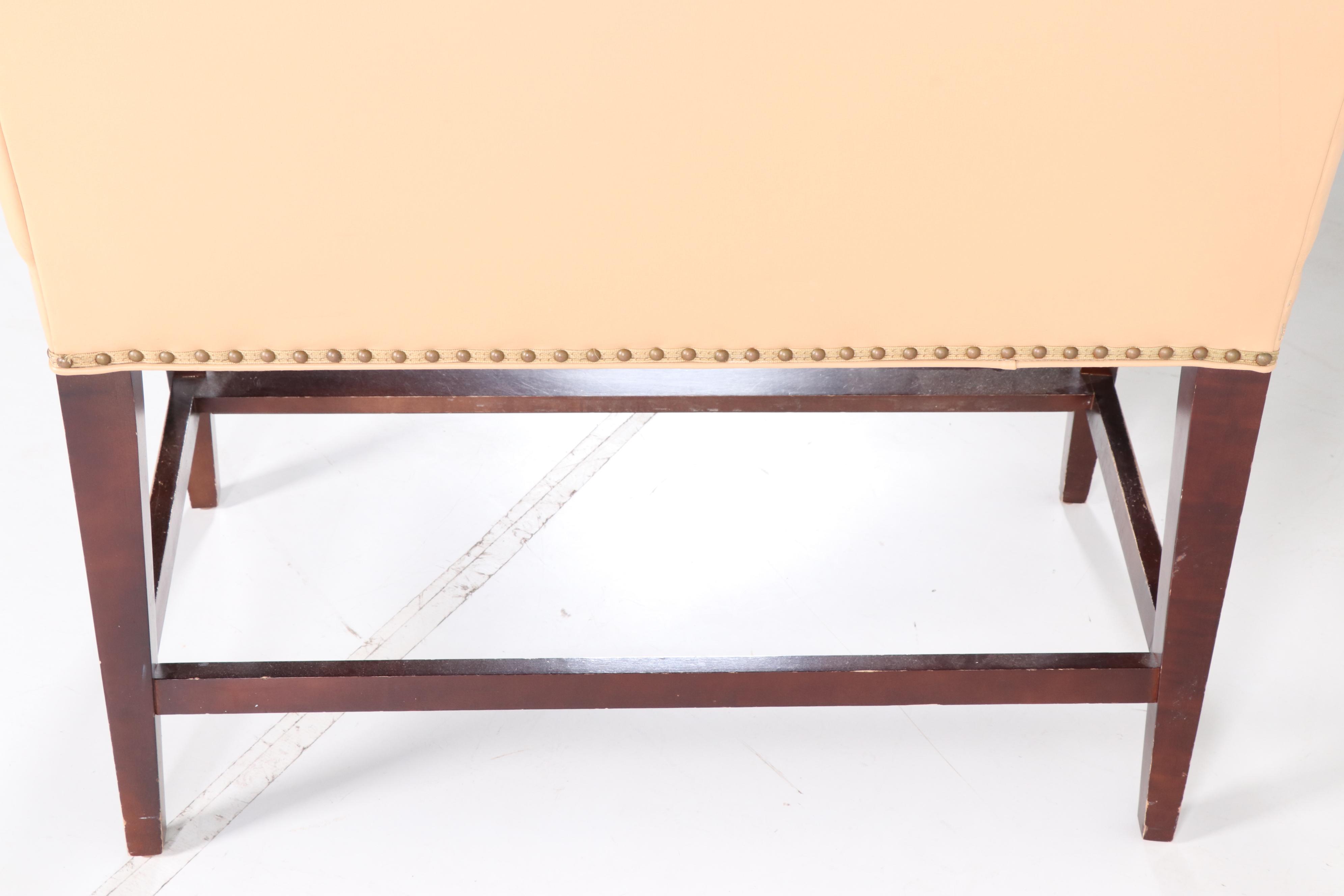 Lee Industries, MahoganyStained & LeatherUpholstered CounterHeight