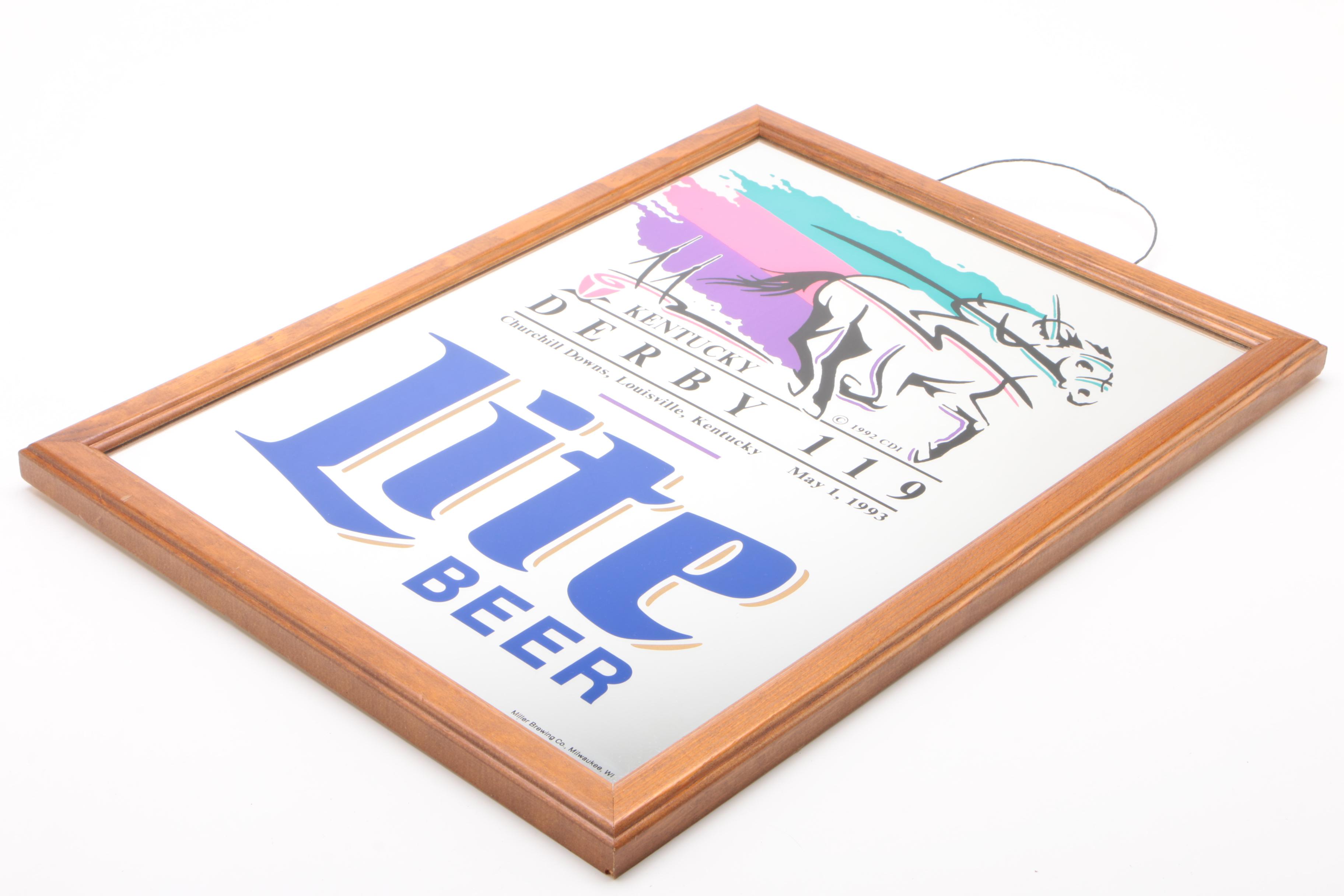 119th Kentucky Derby Miller Lite Bar Mirror EBTH