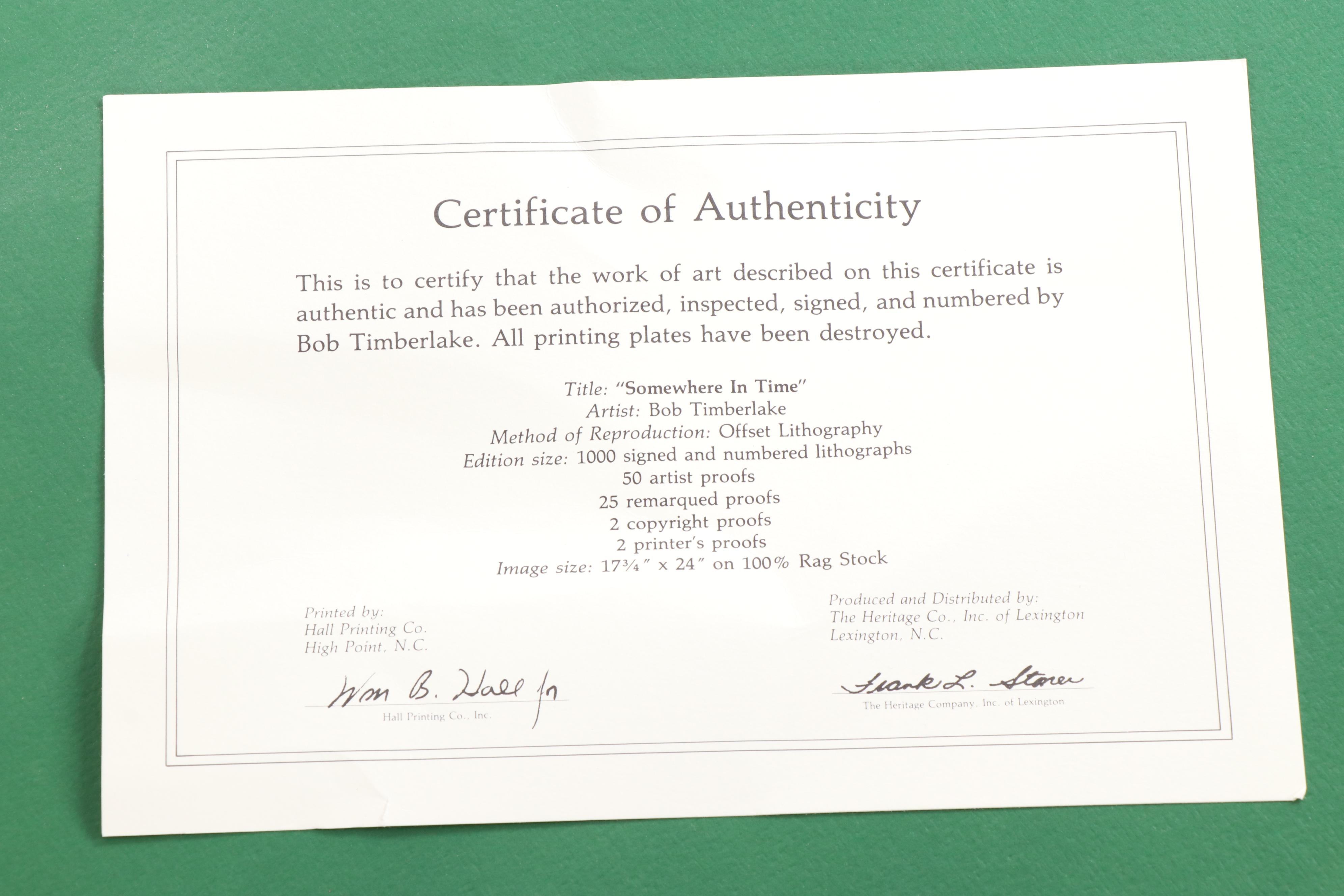 Bob Timberlake Offset Lithograph "Somewhere in Time" EBTH