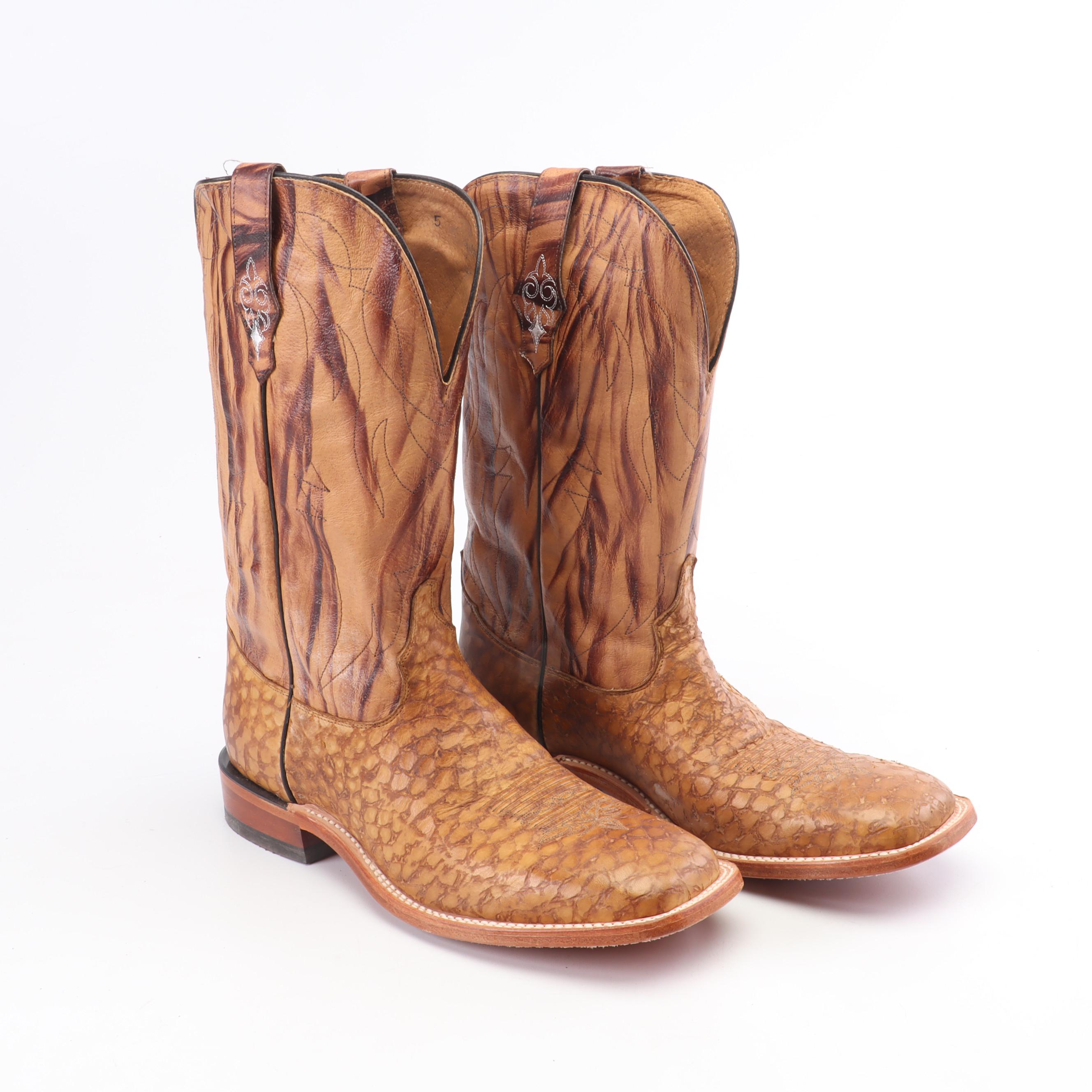 Men's Tony Lama of El Paso, Texas Tan Reverse Quill Pattern Leather
