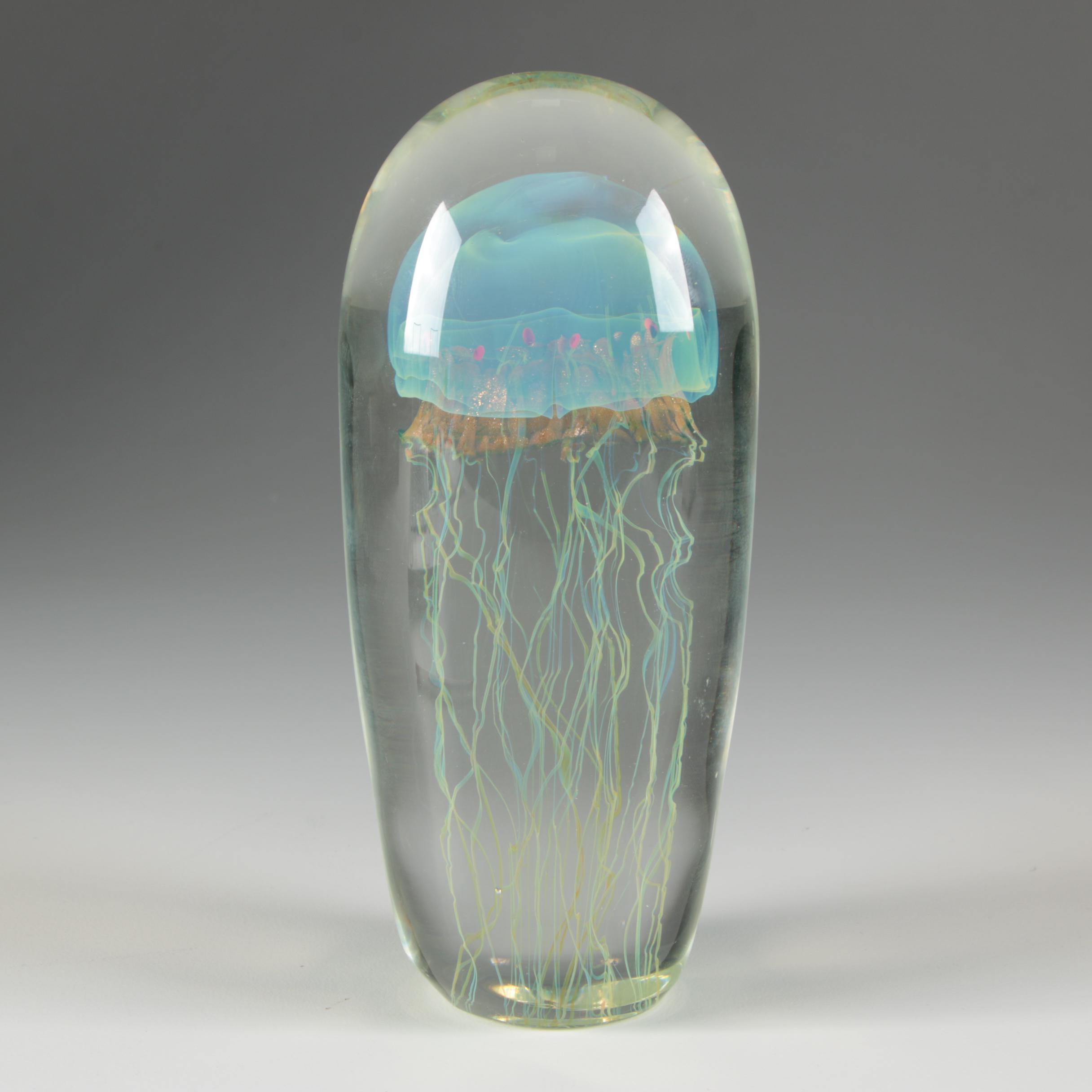 Satava Art Glass Jellyfish Paperweight EBTH