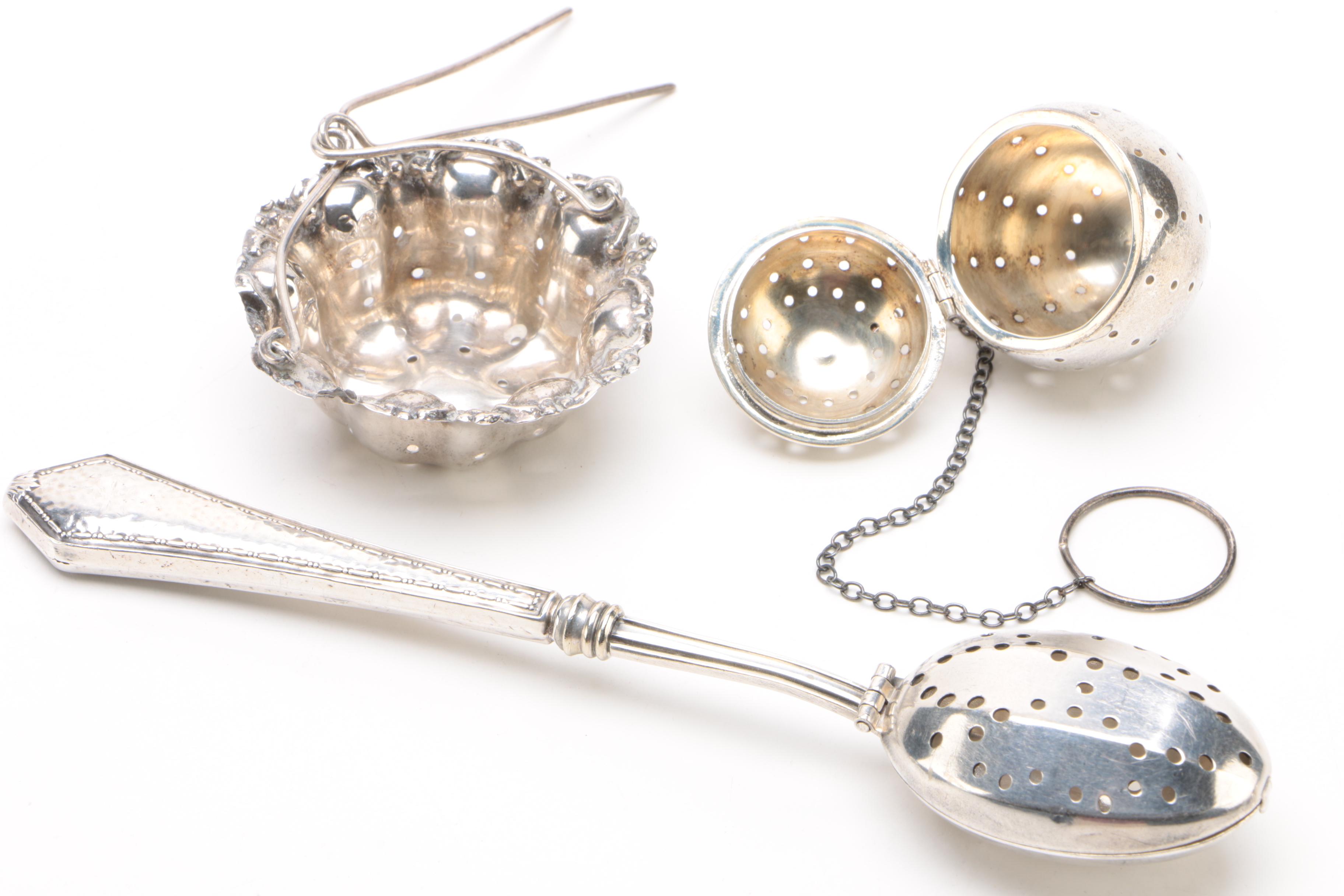 ster Sterling Silver Hinged Spoon tea Strainer and Other Tea