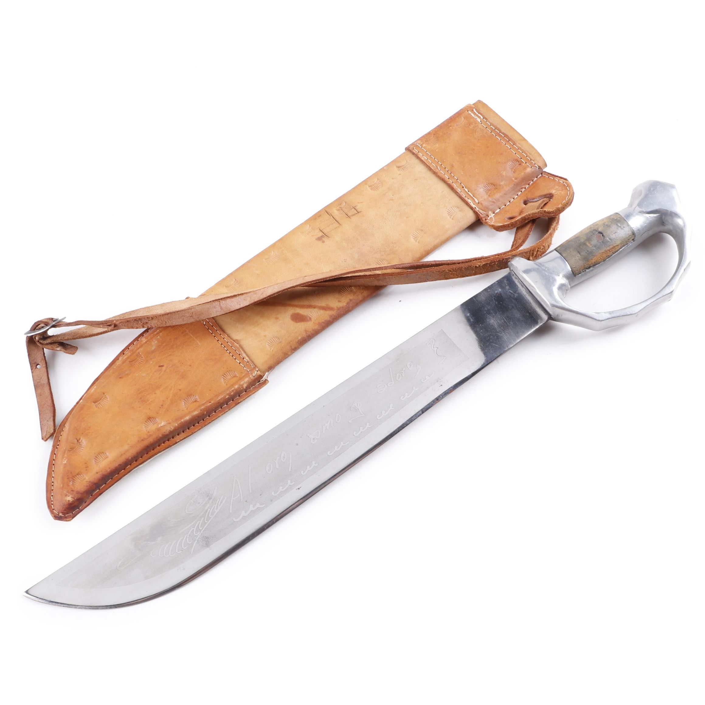 Oaxaca Mexico Steel Machete with Hand Stitched Leather Sheath EBTH