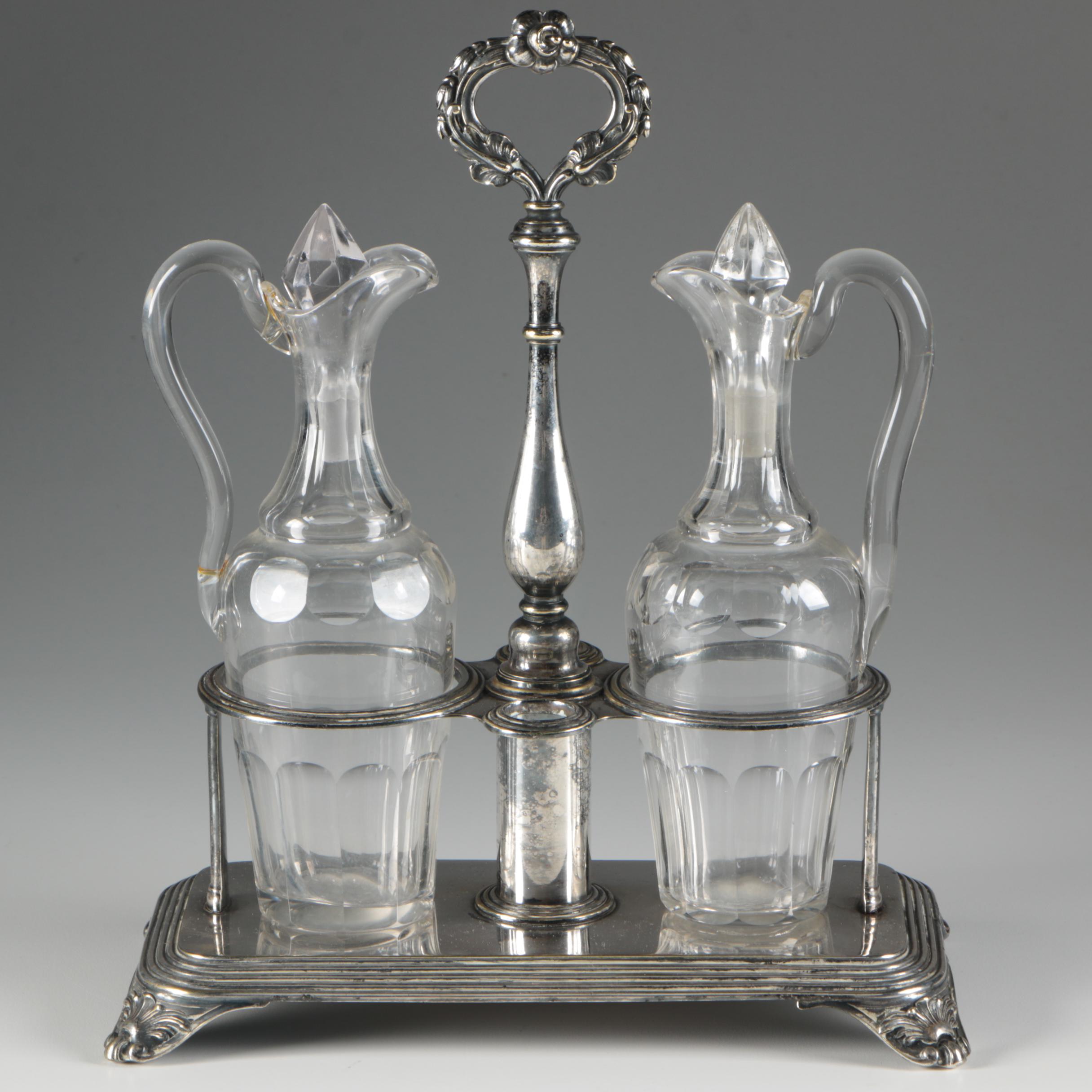 Christofle Silver Plate Decanter Stand with Glass Decanters EBTH