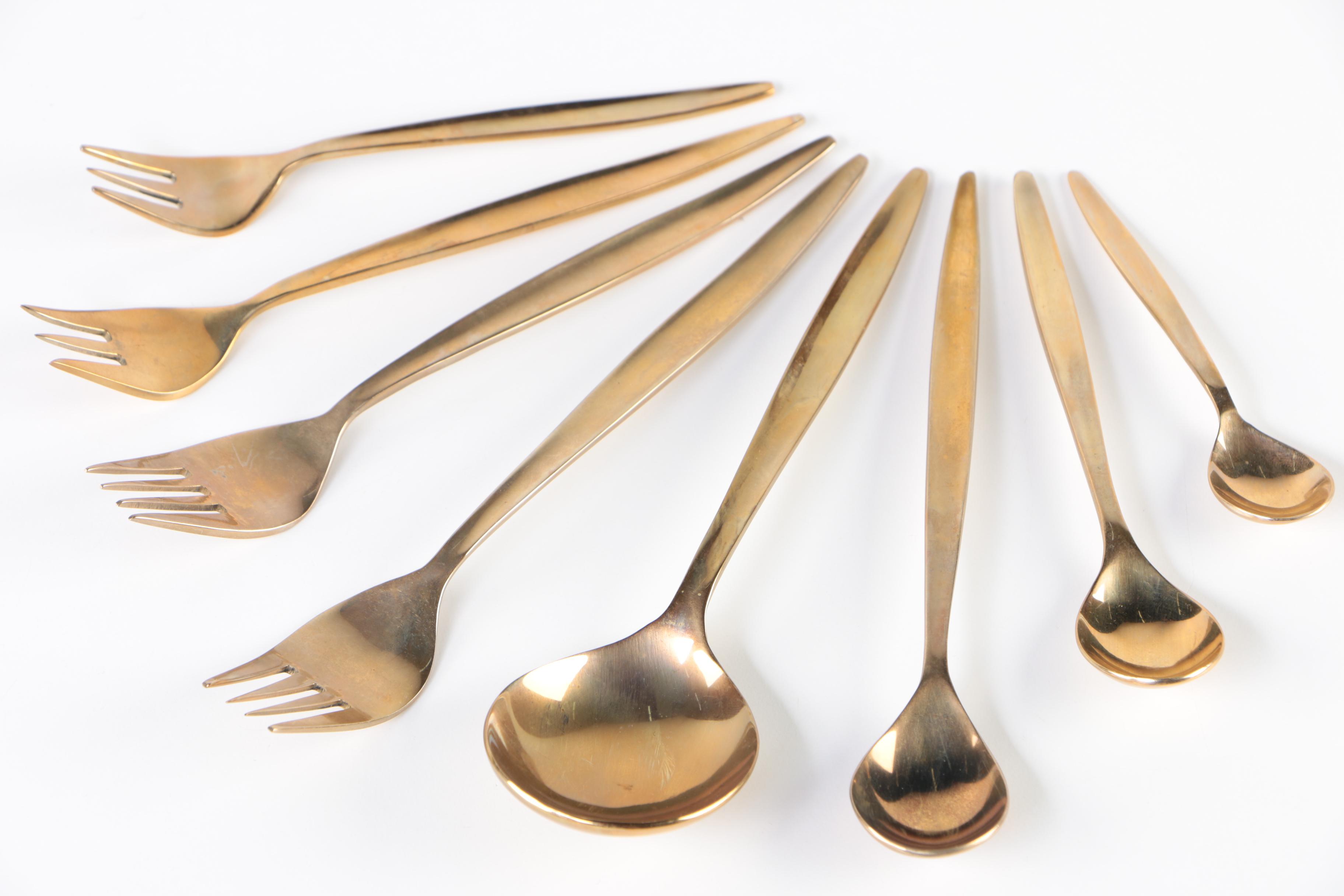 Thai NickelBronze Flatware Service for Twelve with Serving Pieces and