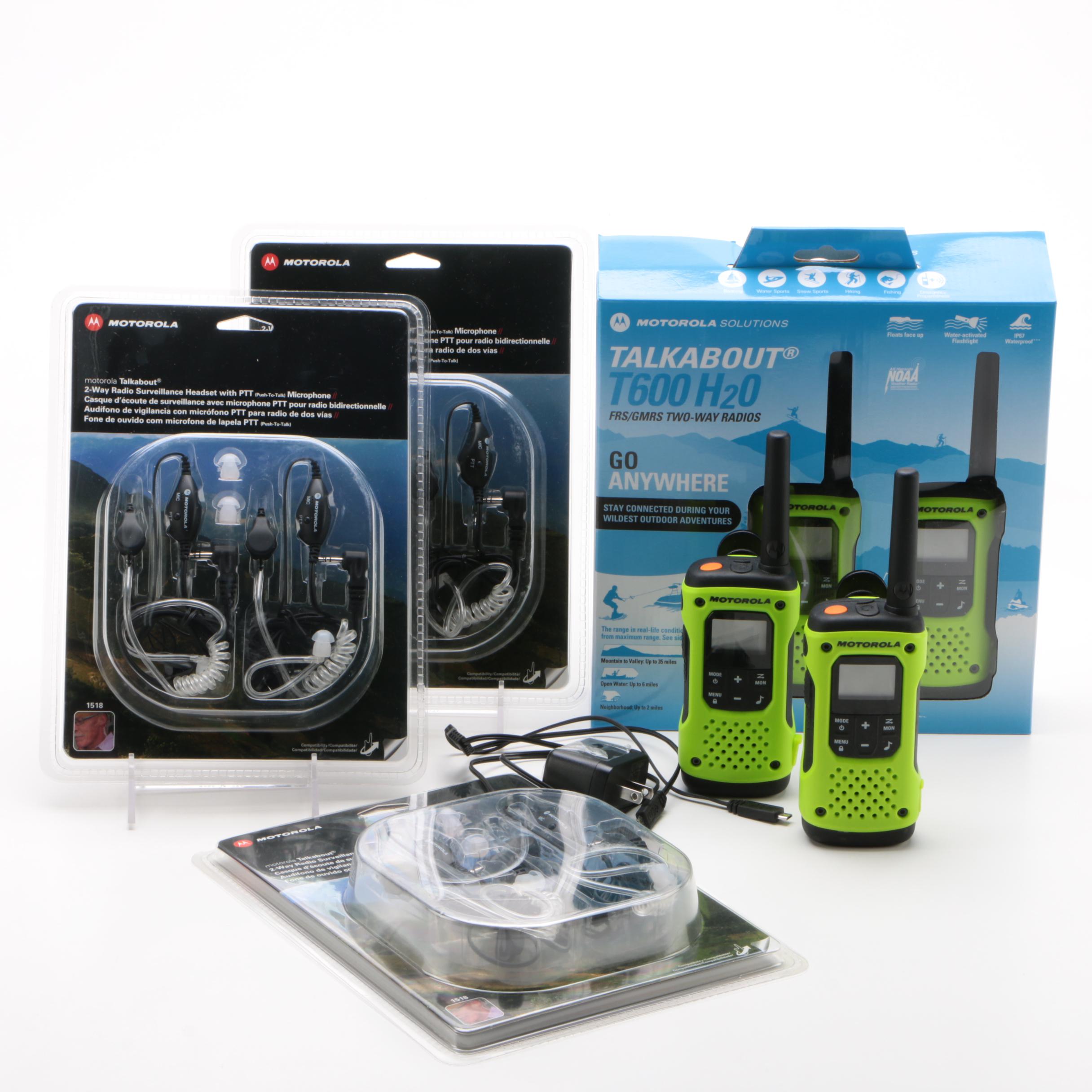 Motorola Talkabout T600 H20 TwoWay Radios with Surveillance Headsets EBTH
