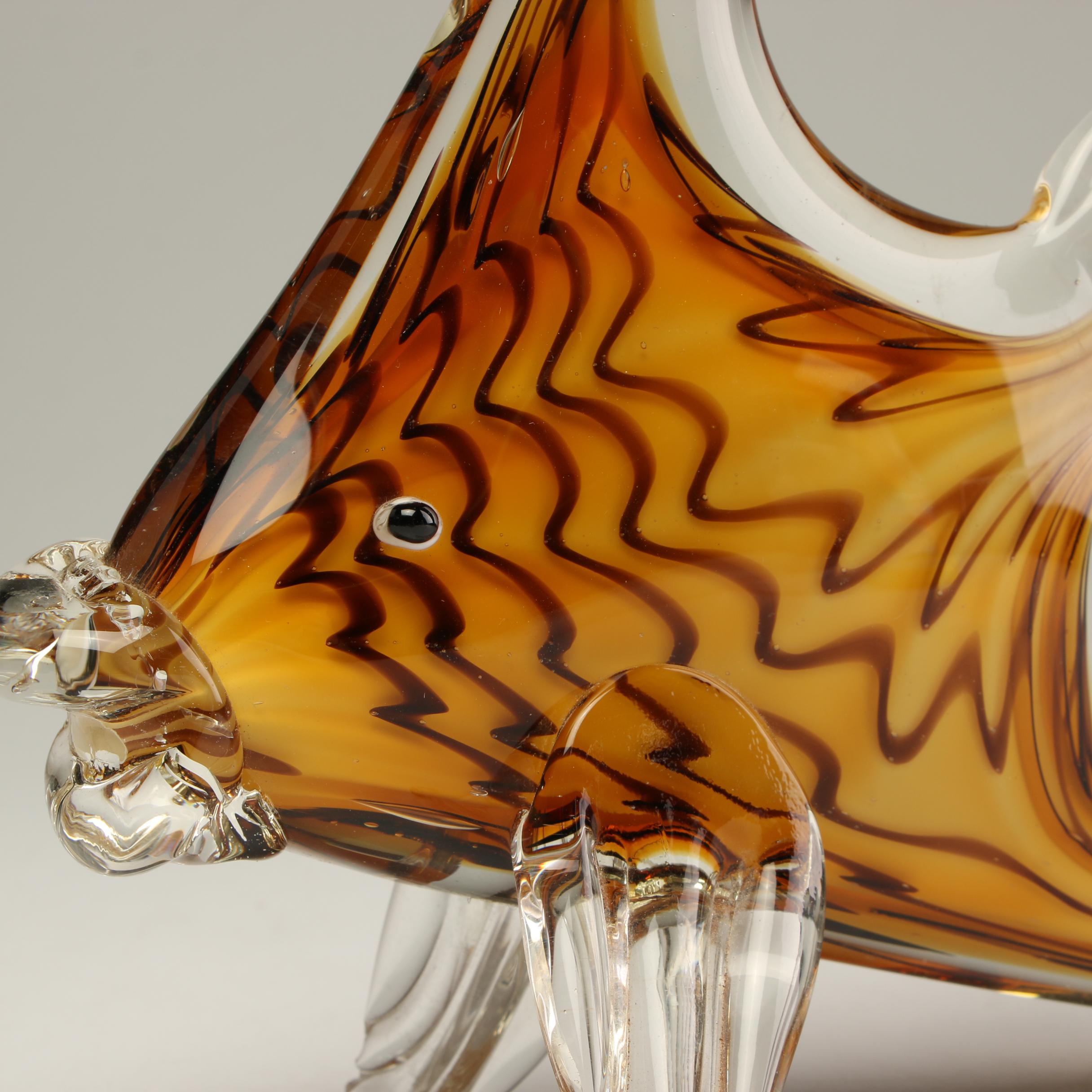 Hand Blown Glass Angel Fish with Starfish Decor EBTH