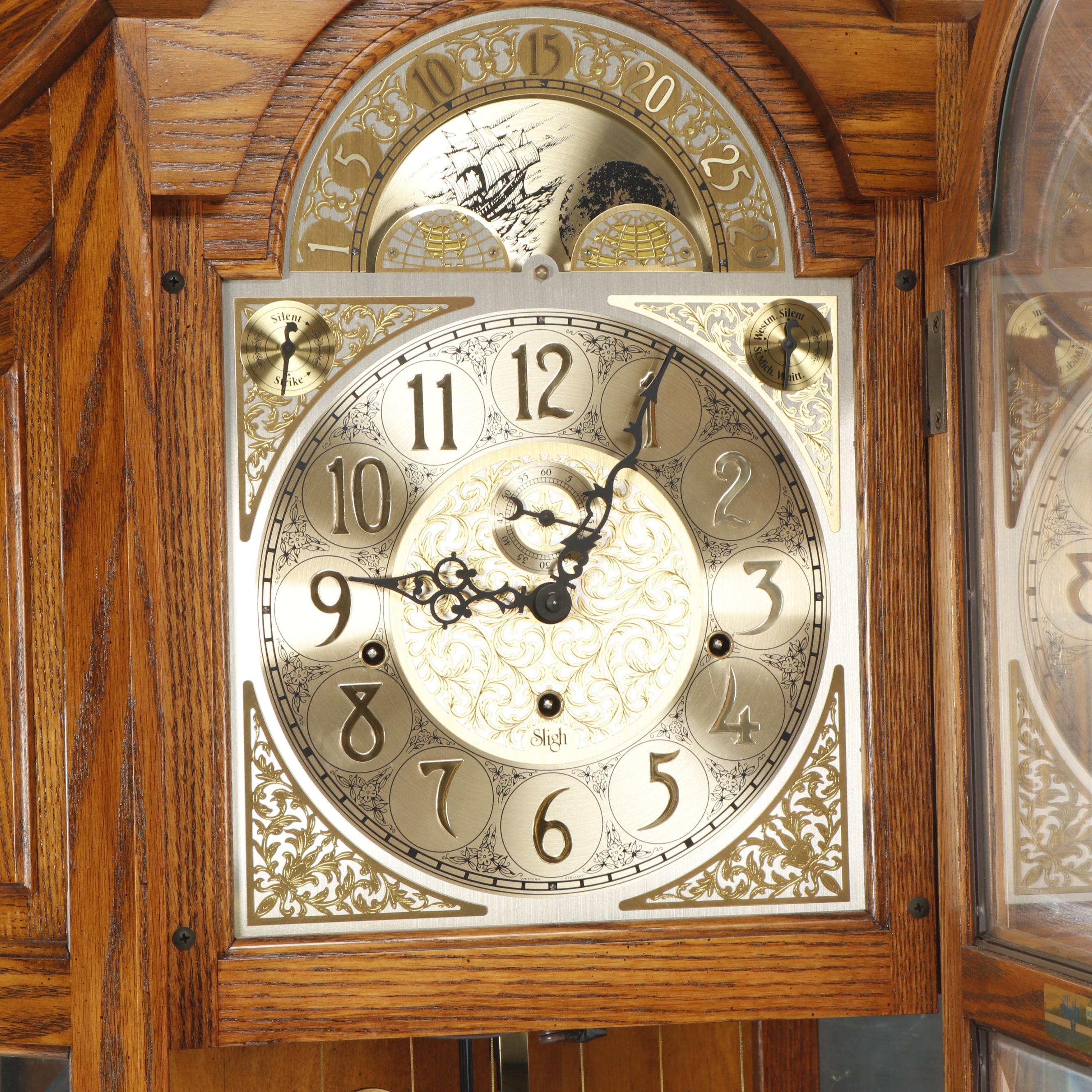 Sligh Oak Curio Grandfather Clock EBTH