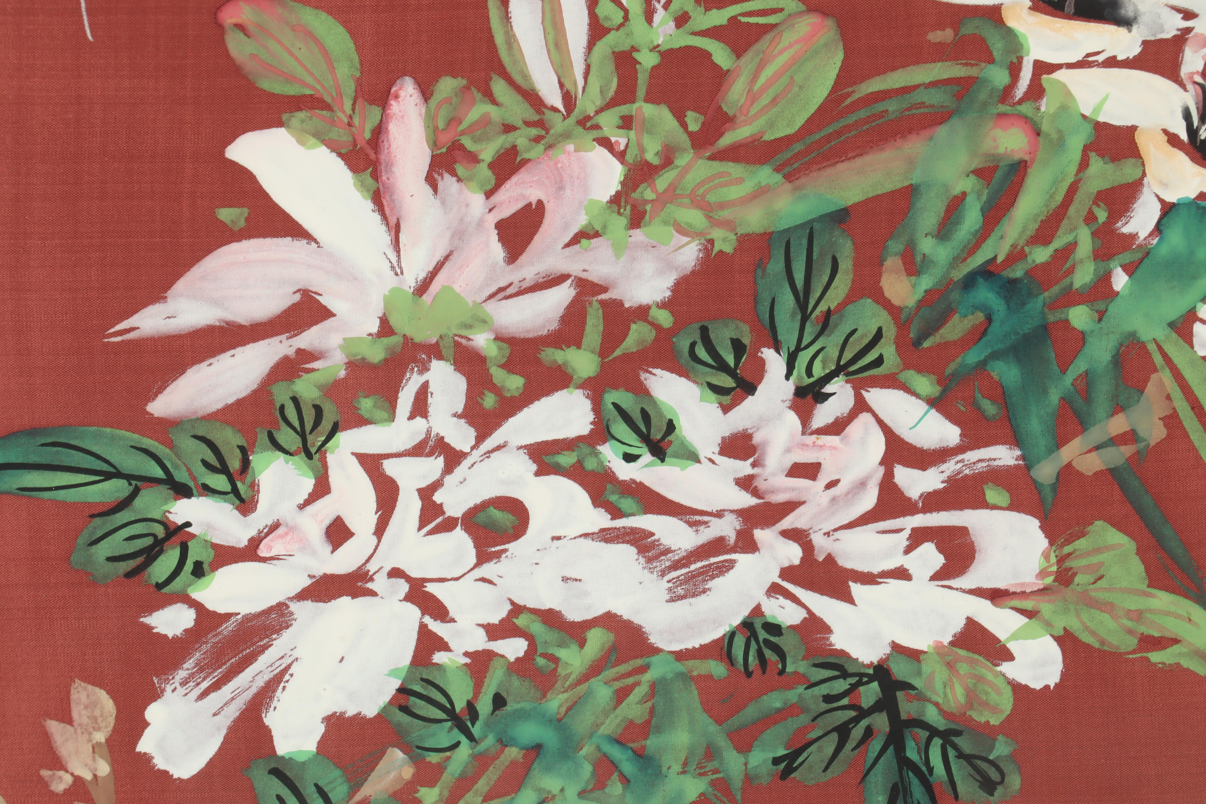 Chinese Acrylic Painting on Silk EBTH