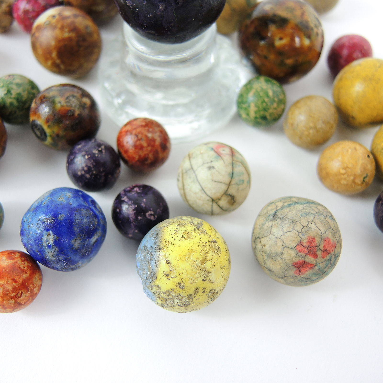 Clay Bennington and China Marbles with Davis Glass Stand EBTH