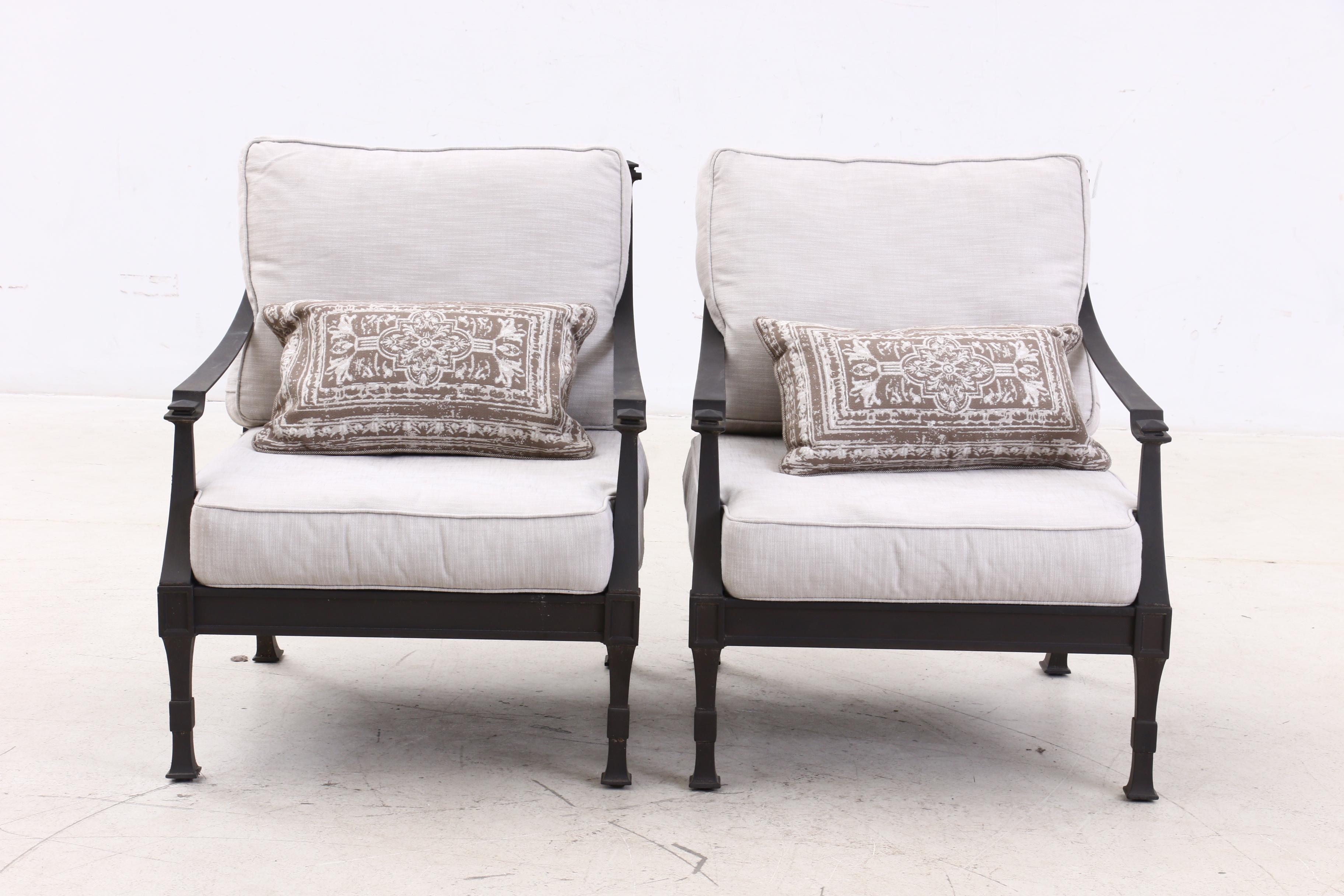 Restoration Hardware "Antibes" Luxe Depth Lounge Chairs, Ottoman, and Side Table EBTH