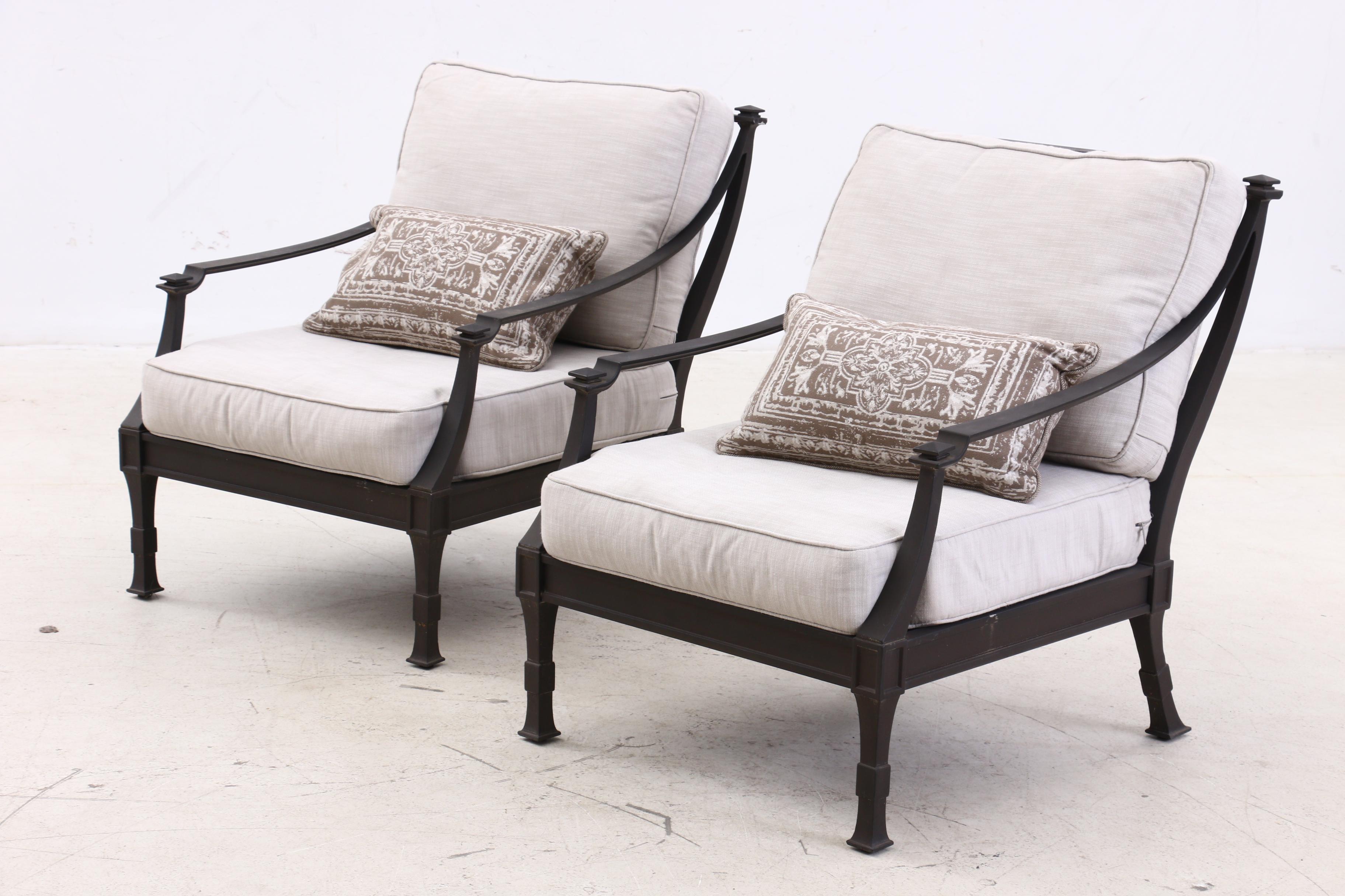Restoration Hardware "Antibes" Luxe Depth Lounge Chairs, Ottoman, and Side Table EBTH