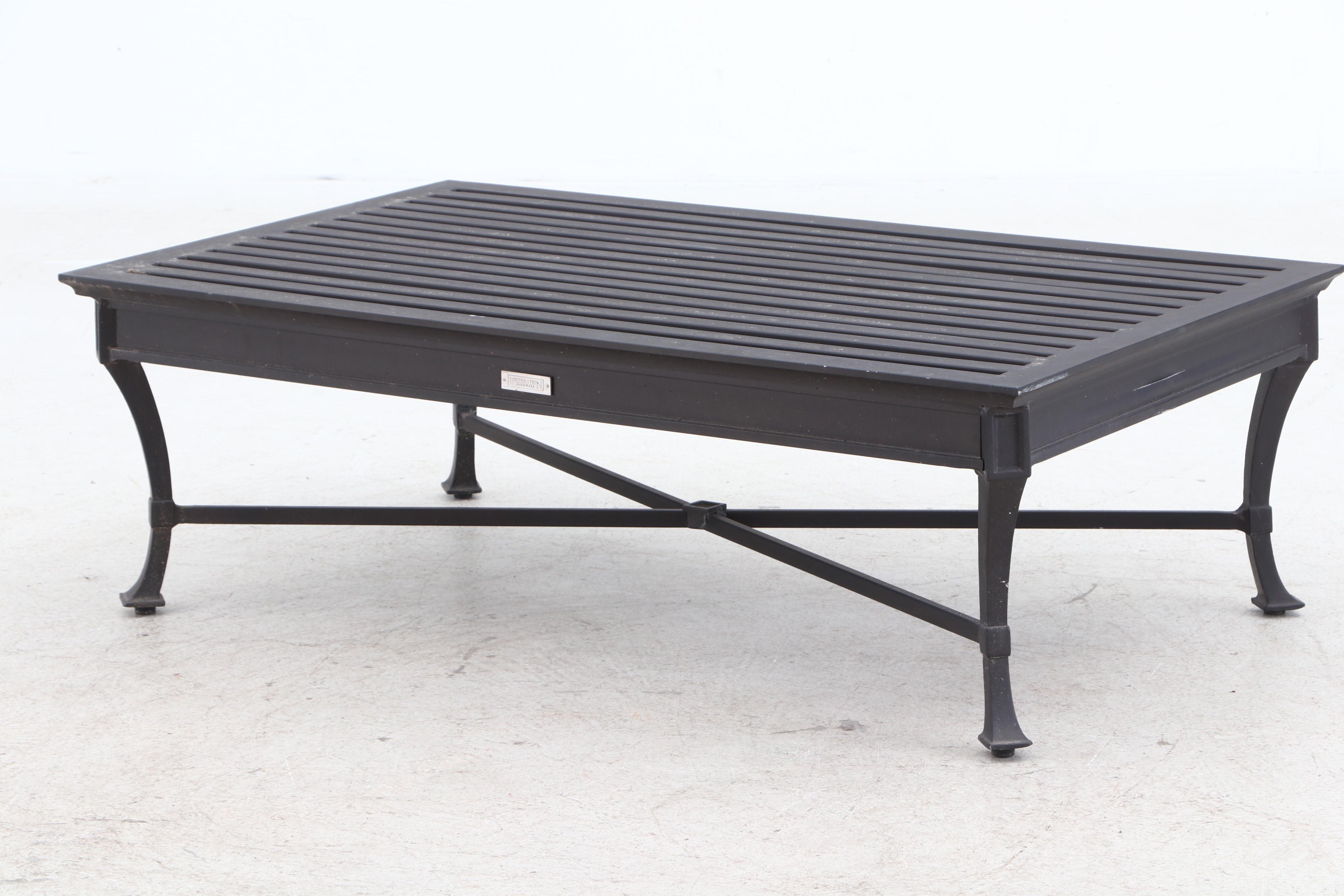 Restoration Hardware "Antibes" Outdoor Loveseat, Side Tables, and Coffee Table | EBTH