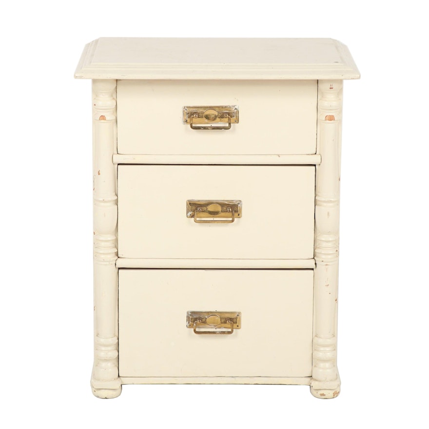 Swedish Baby Bureau Painted White With Gold Toned Metal Pulls