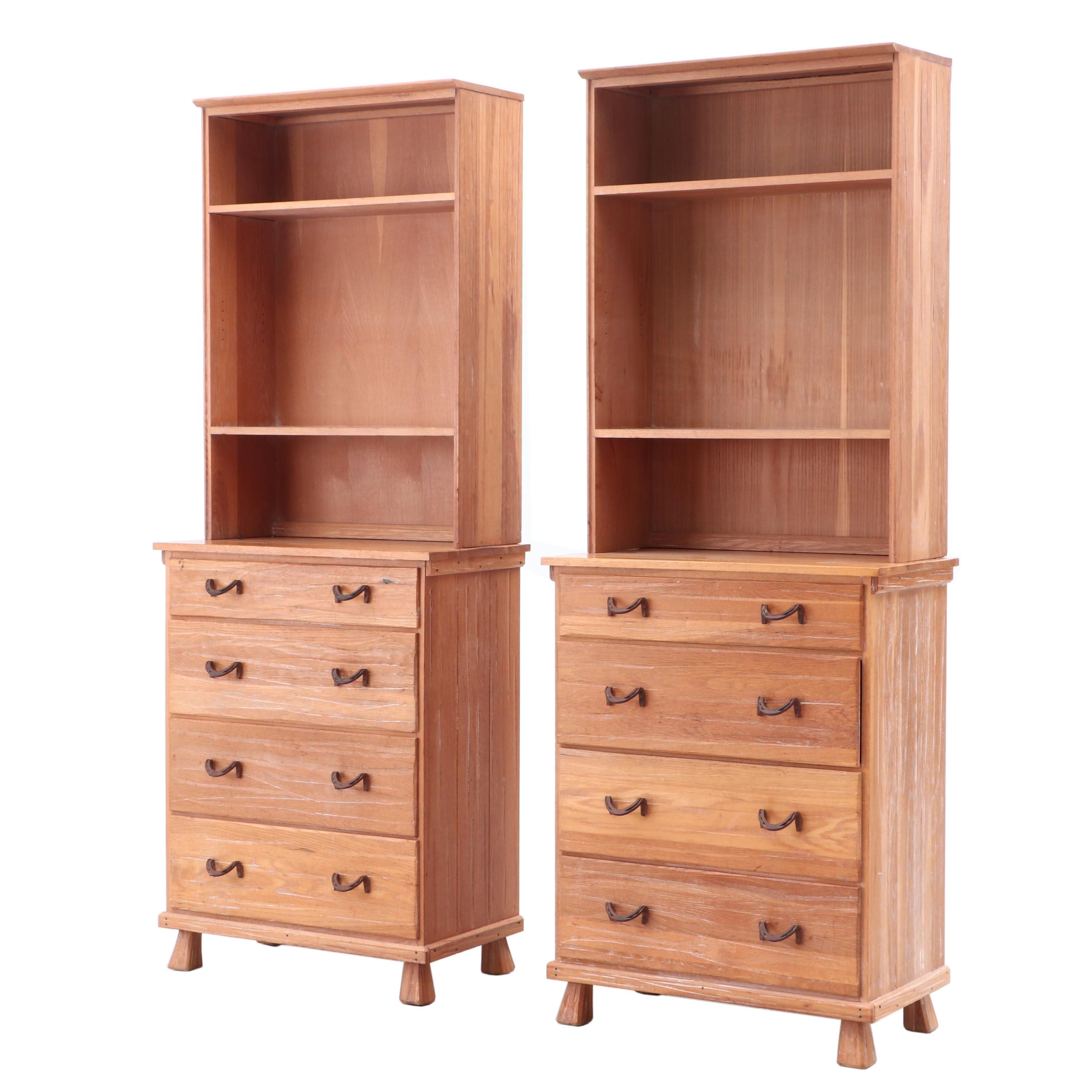 Ranch Oak Furniture 2 Piece Distressed Finish Bookcase Chest Of