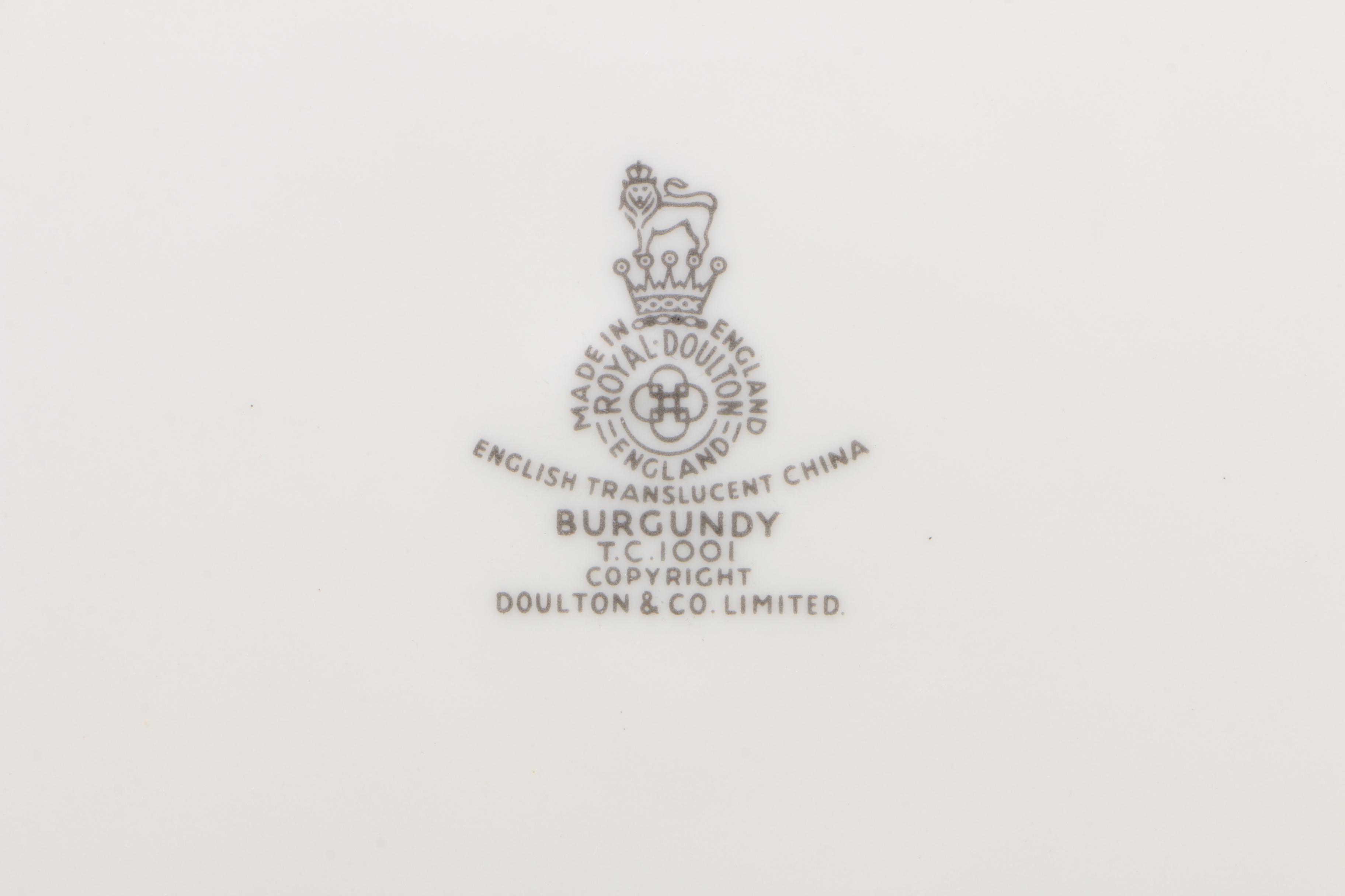 Royal Doulton "Burgundy" China Dinnerware, 1959 1981 EBTH