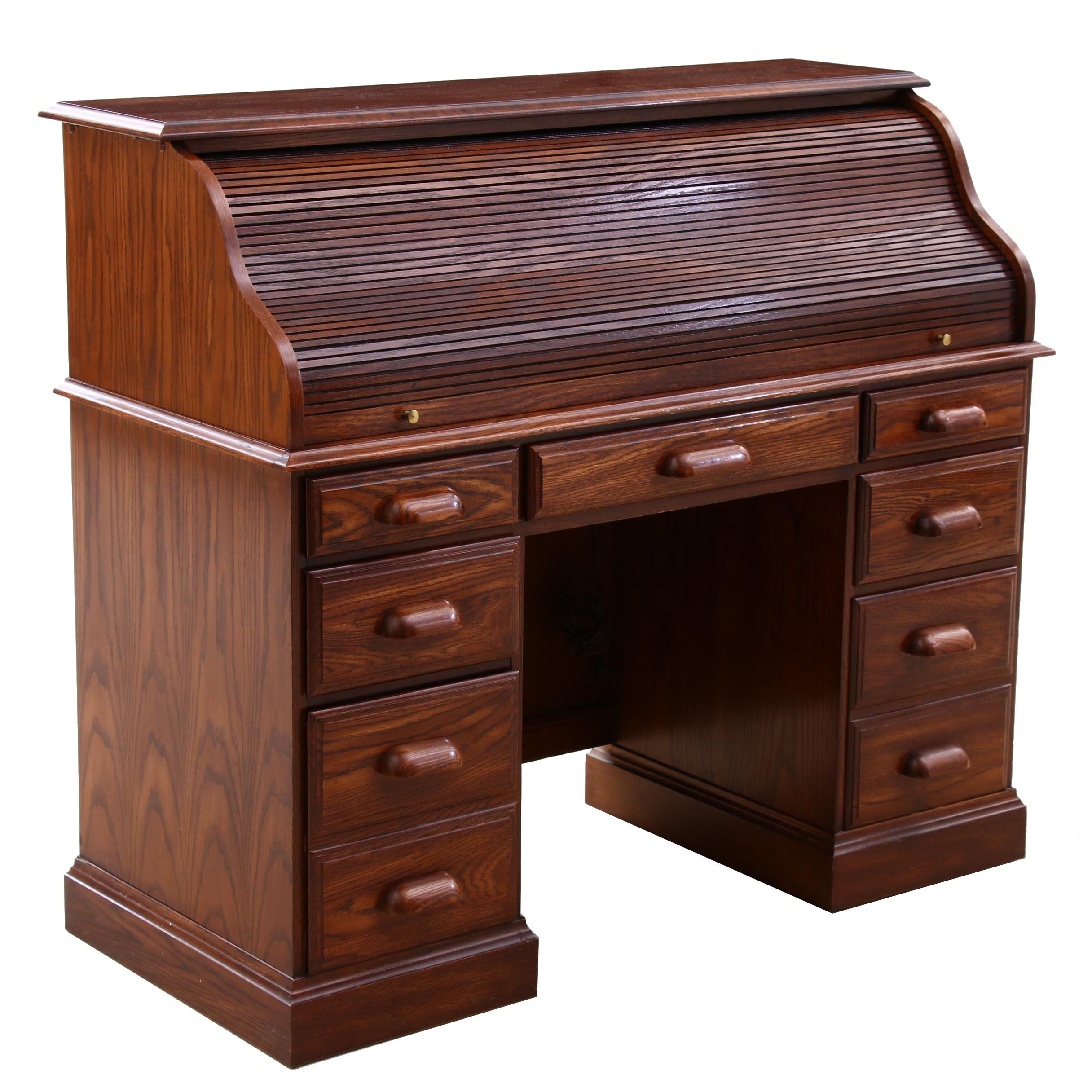 National Mt. Airy, Oak RollTop Desk, Second Half 20th Century EBTH