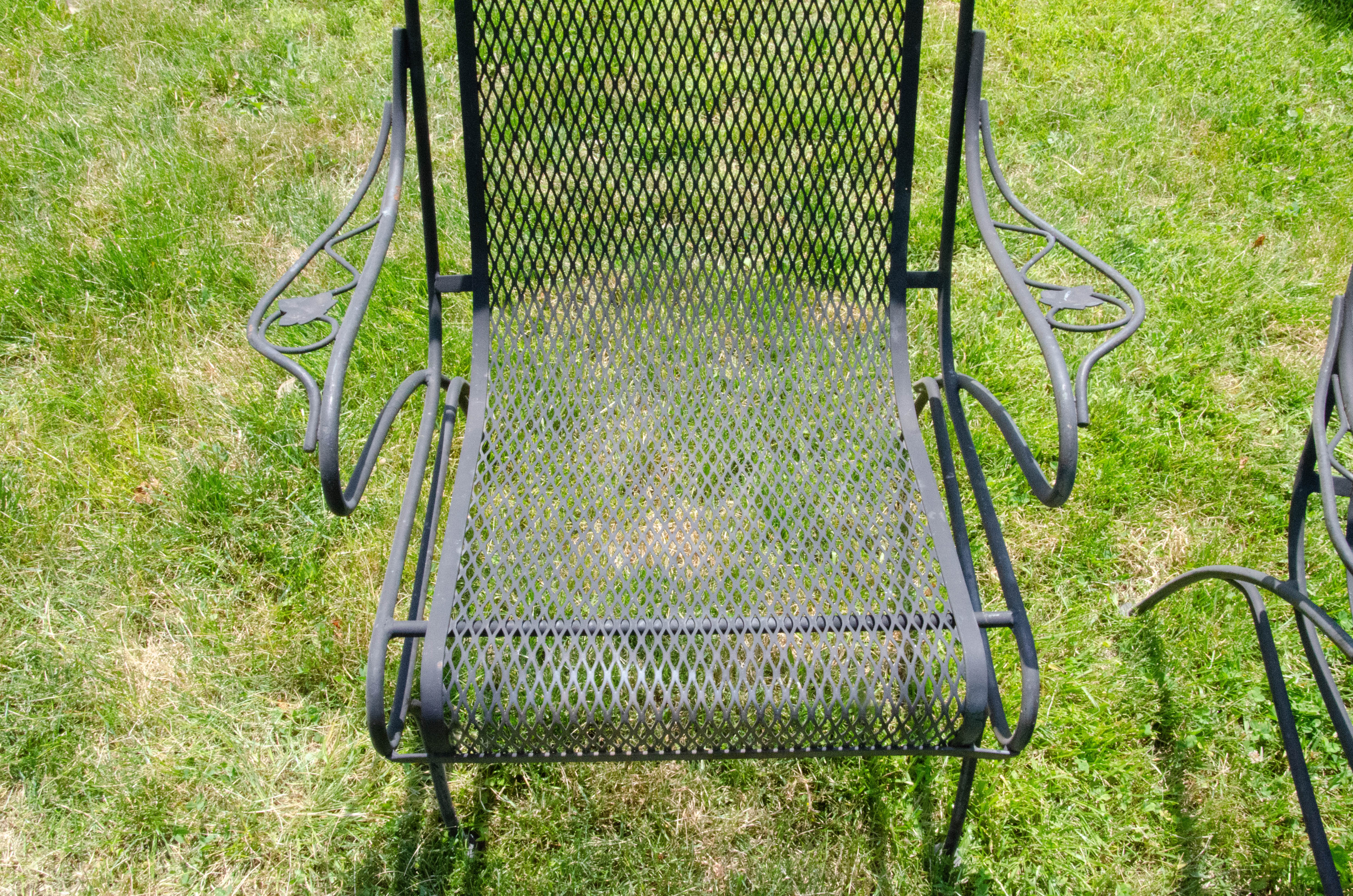 Wrought Iron Mesh Patio Chairs and Accent Table EBTH