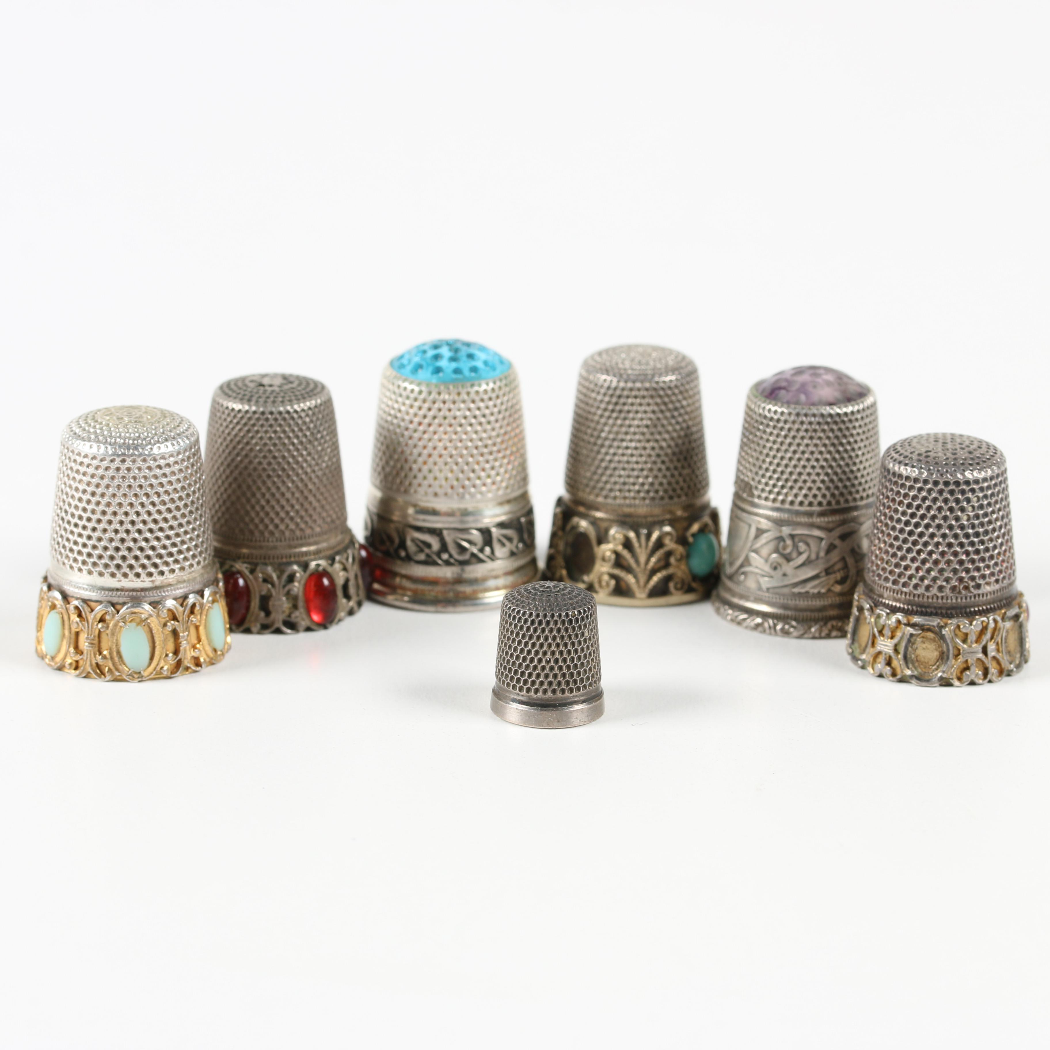 Sterling Silver Thimbles Assortment, Early to Mid 20th Century EBTH