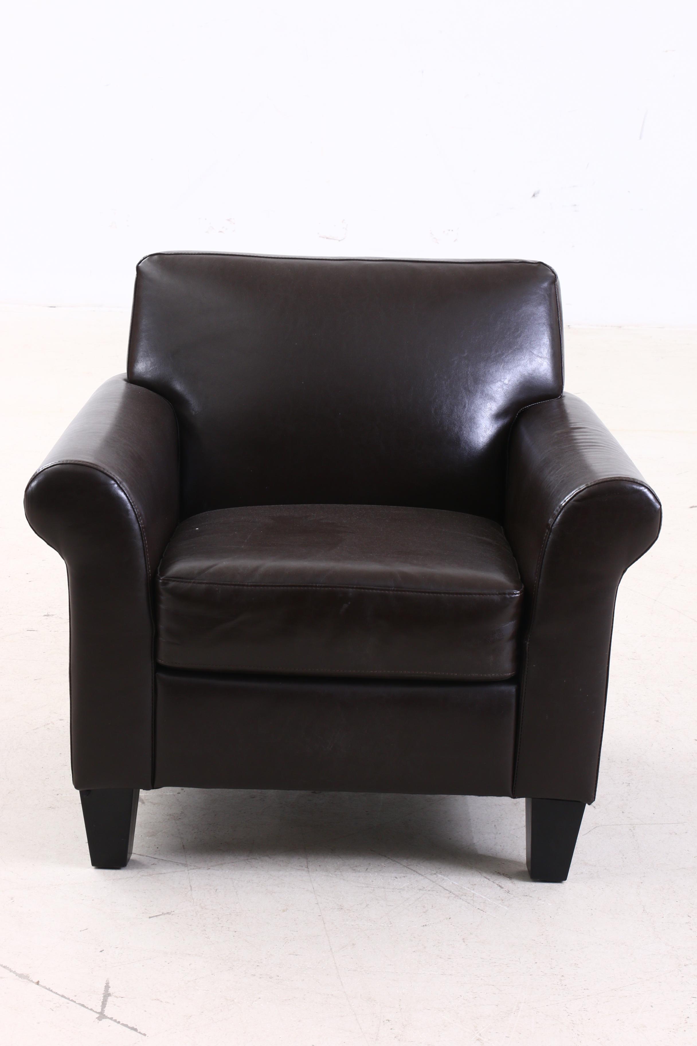 Contemporary Dark Brown Faux Leather Armchair EBTH