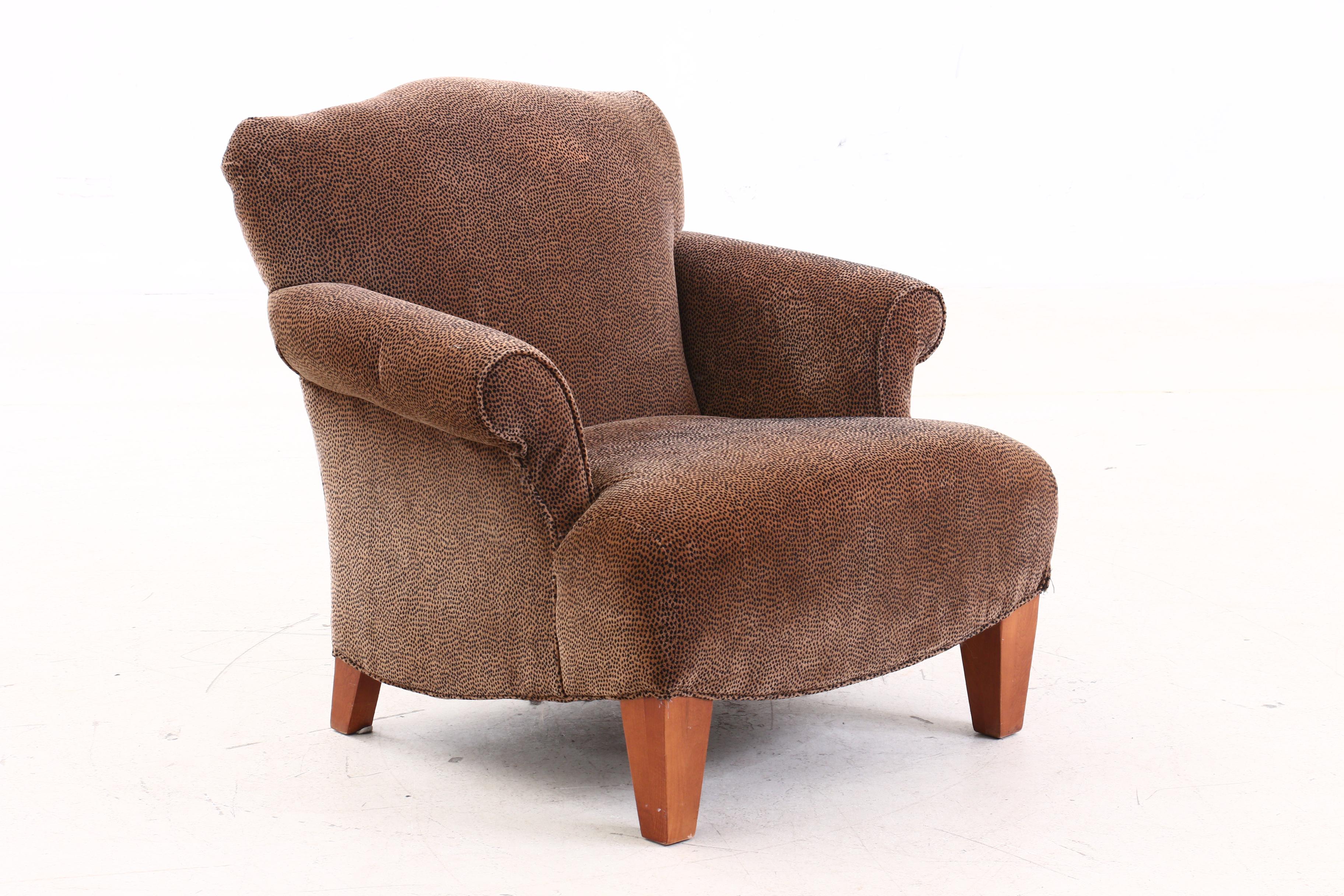 Lazy Boy Arm Chair and Ottoman Leopard Print, Contemporary EBTH