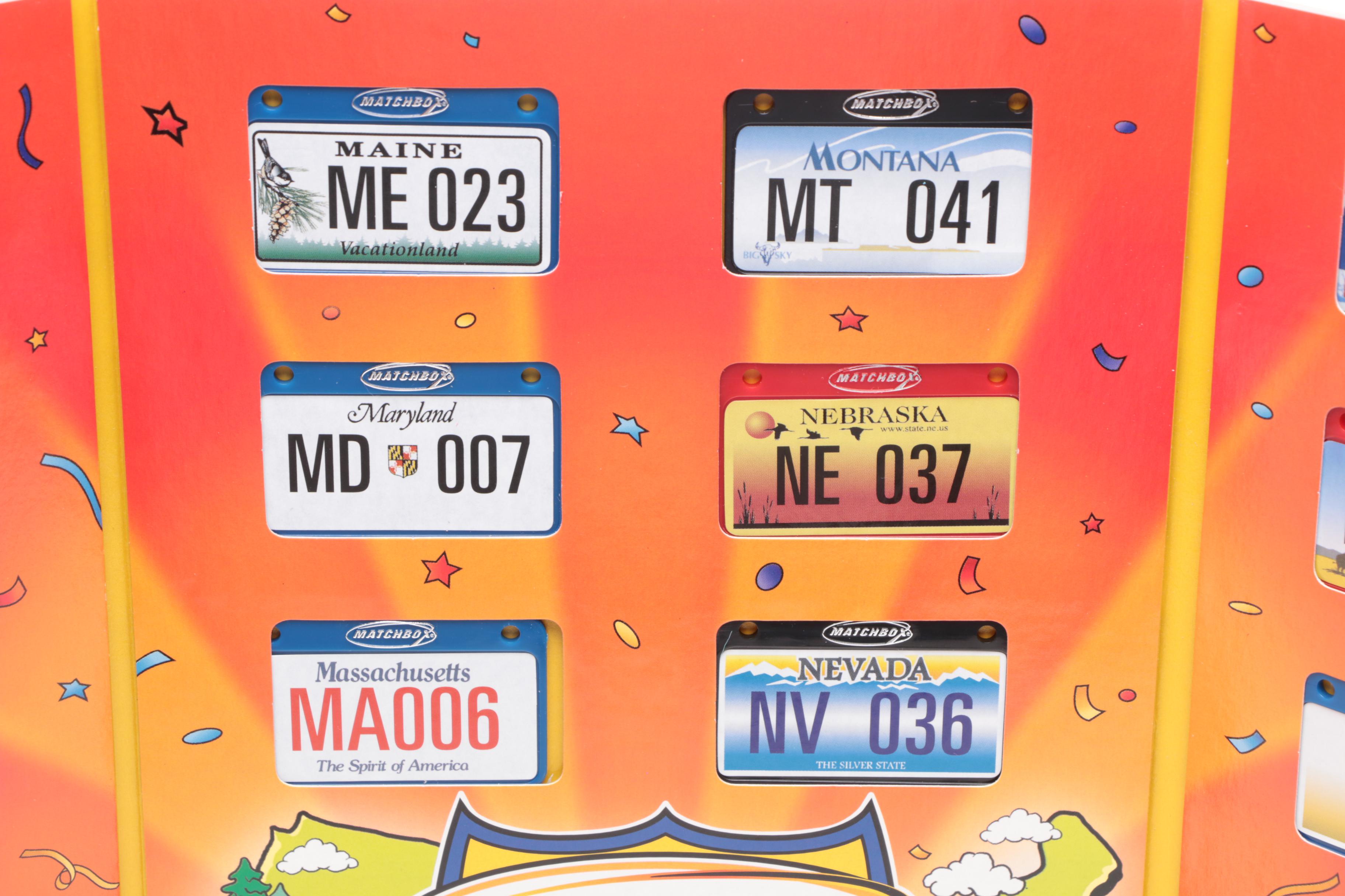 Matchbox Across America 50th Birthday Series License Plate and Car