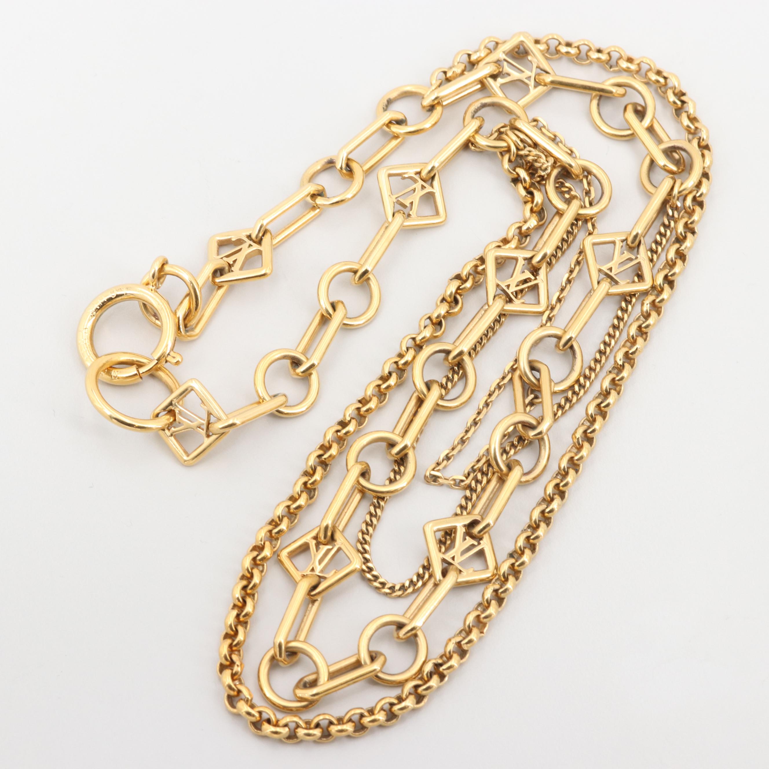 Louis Vuitton Gold Tone Mixed Chain Necklace EBTH