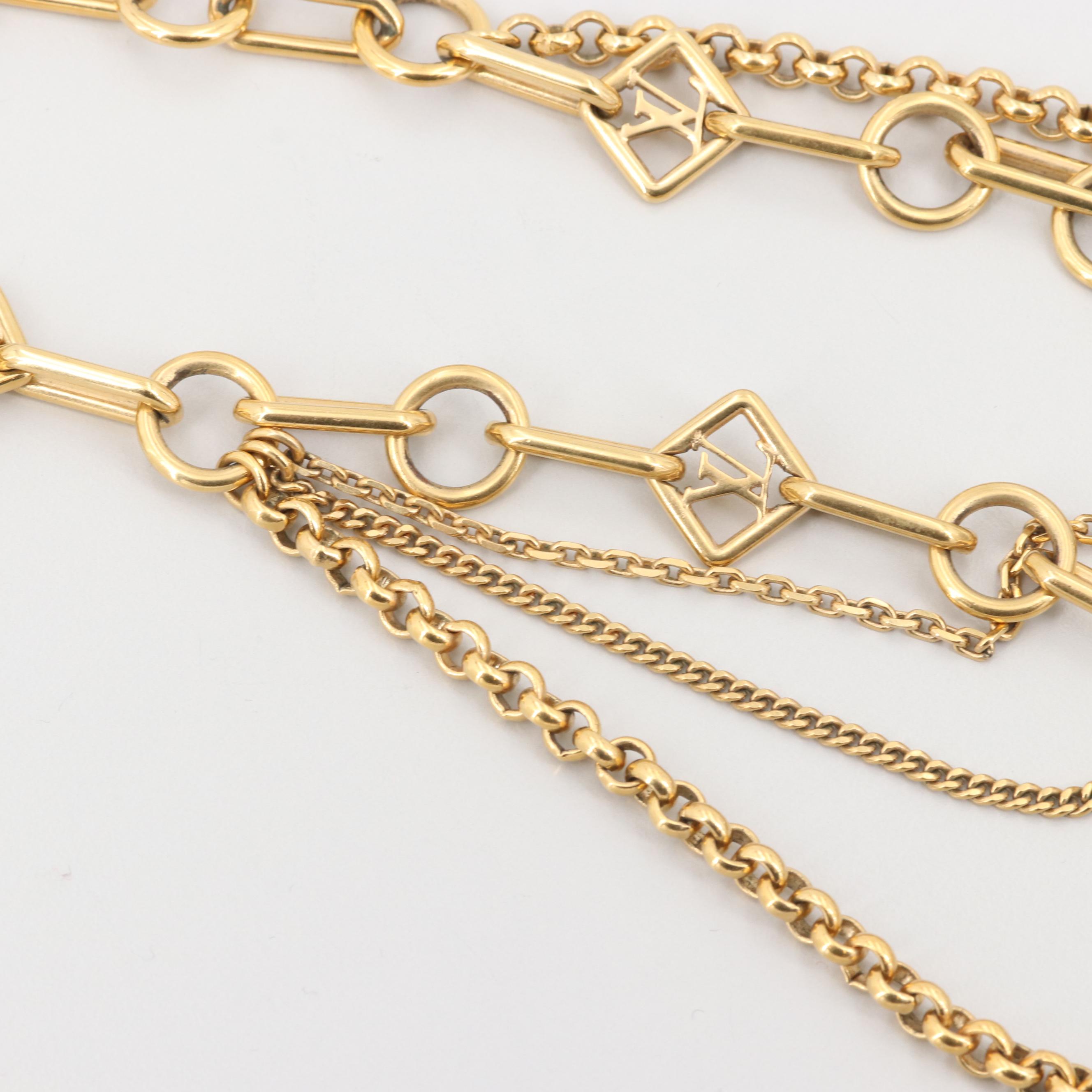 Louis Vuitton Gold Tone Mixed Chain Necklace EBTH