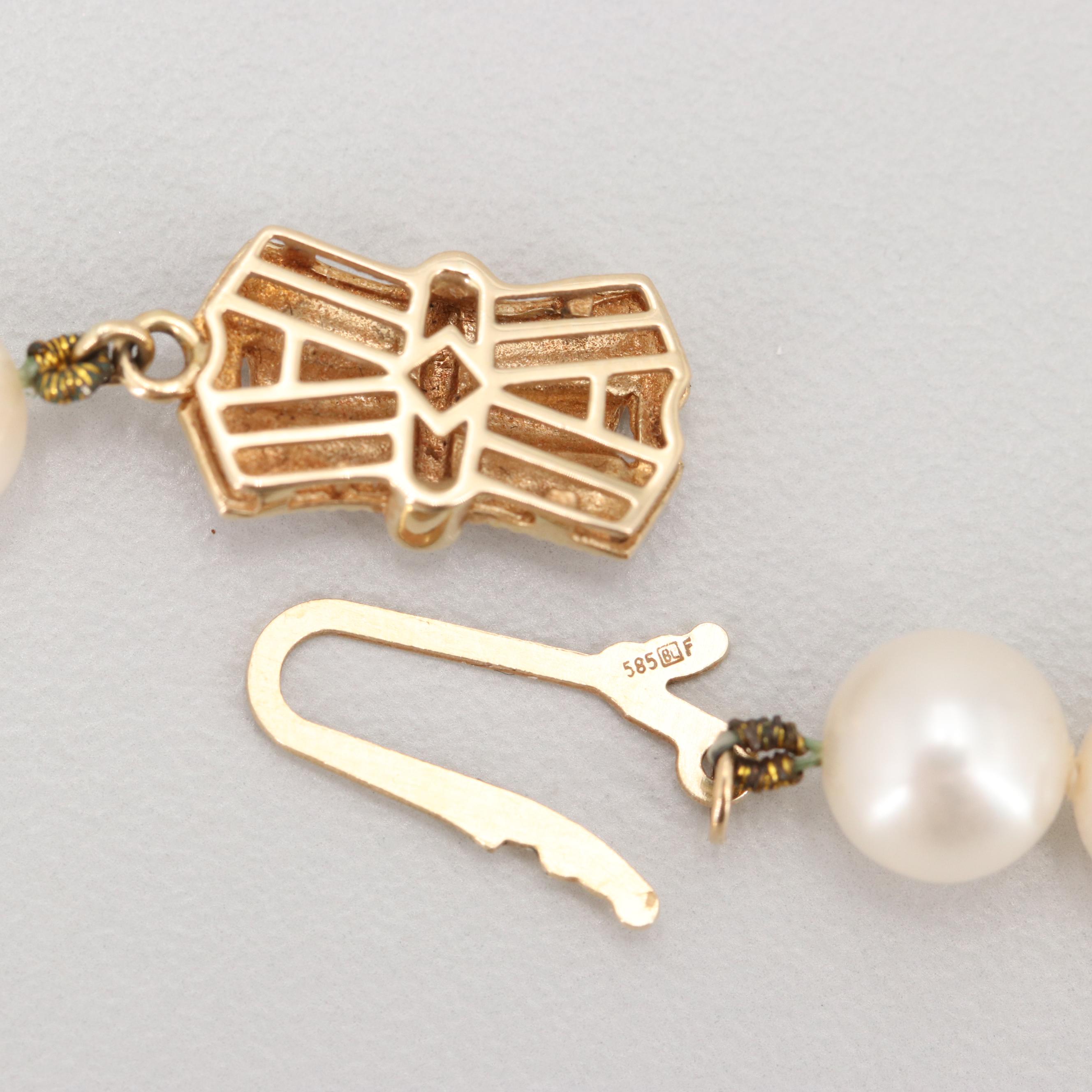 Mikimoto Blue Lagoon Pearl Necklace with 14K Yellow Gold Clasp EBTH