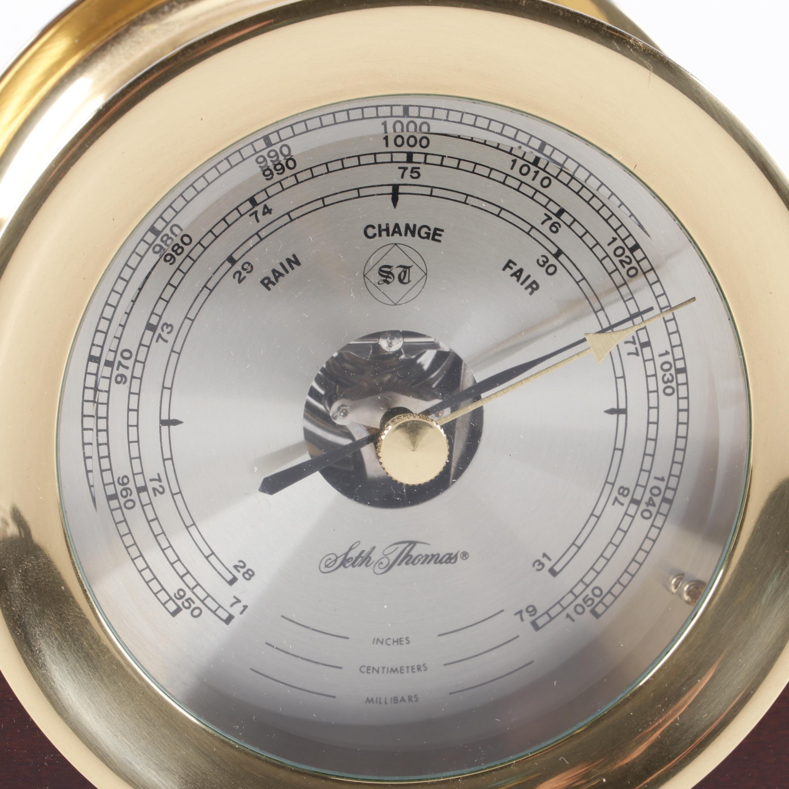 Seth Thomas "Charleston" Brass Ship's Clock and Barometer Set on