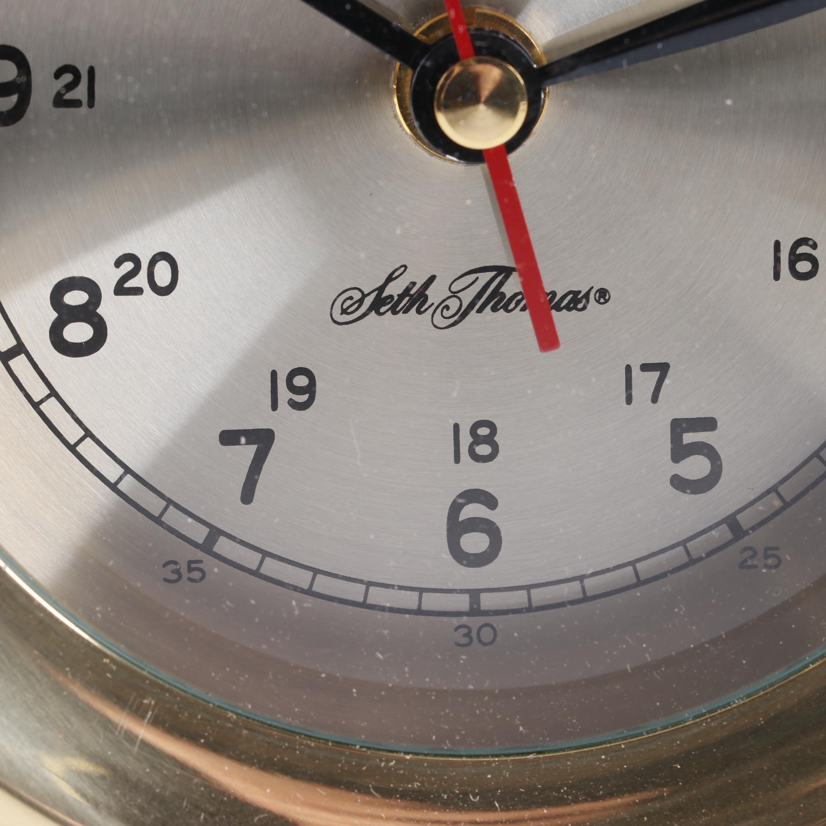 Seth Thomas "Charleston" Brass Ship's Clock and Barometer Set on