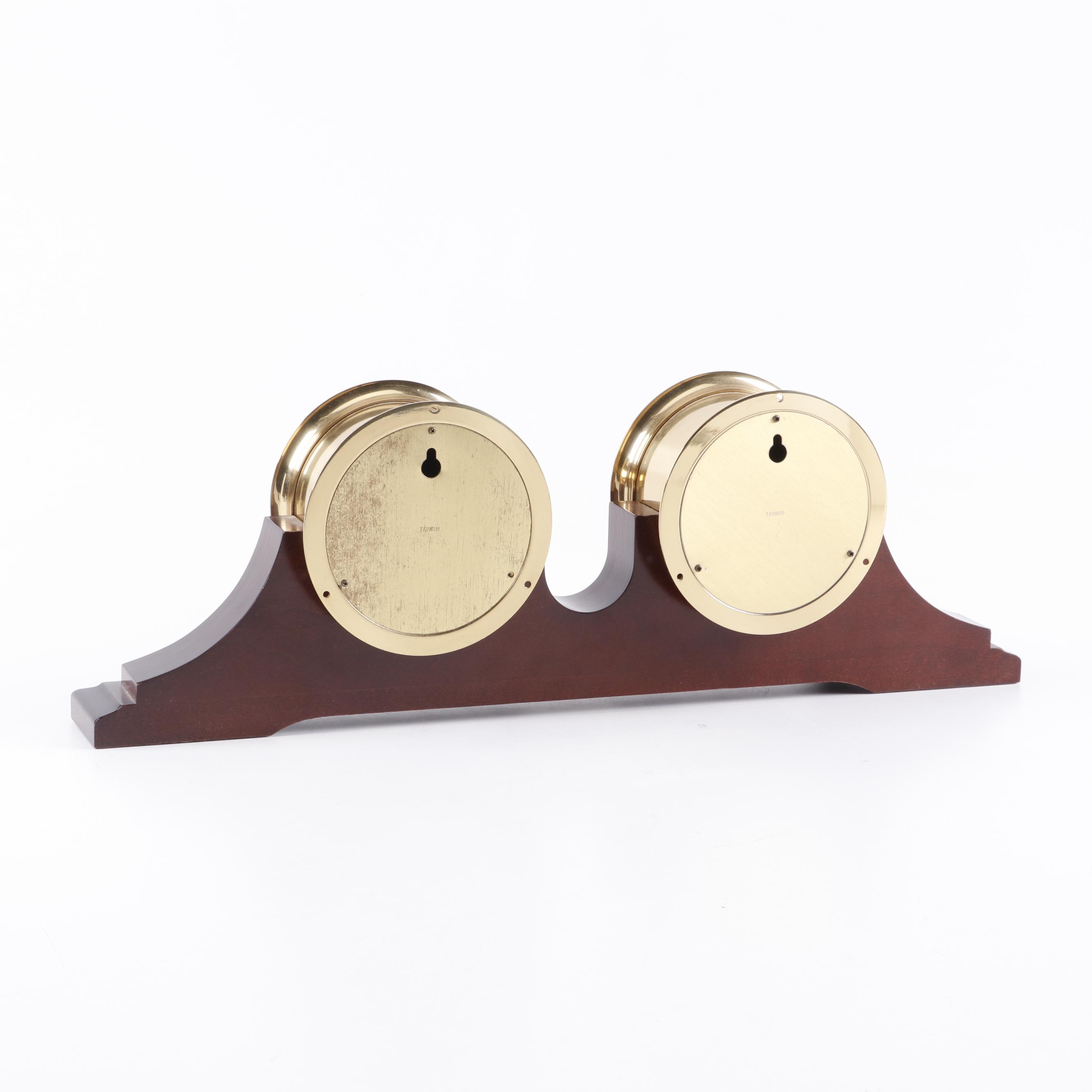 Seth Thomas "Charleston" Brass Ship's Clock and Barometer Set on