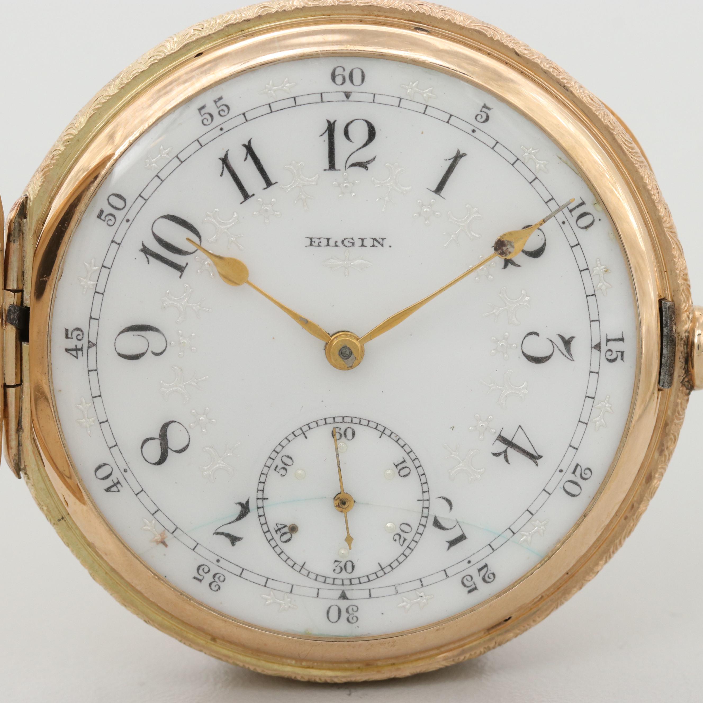 Antique Elgin 14K Yellow Gold Pocket Watch EBTH
