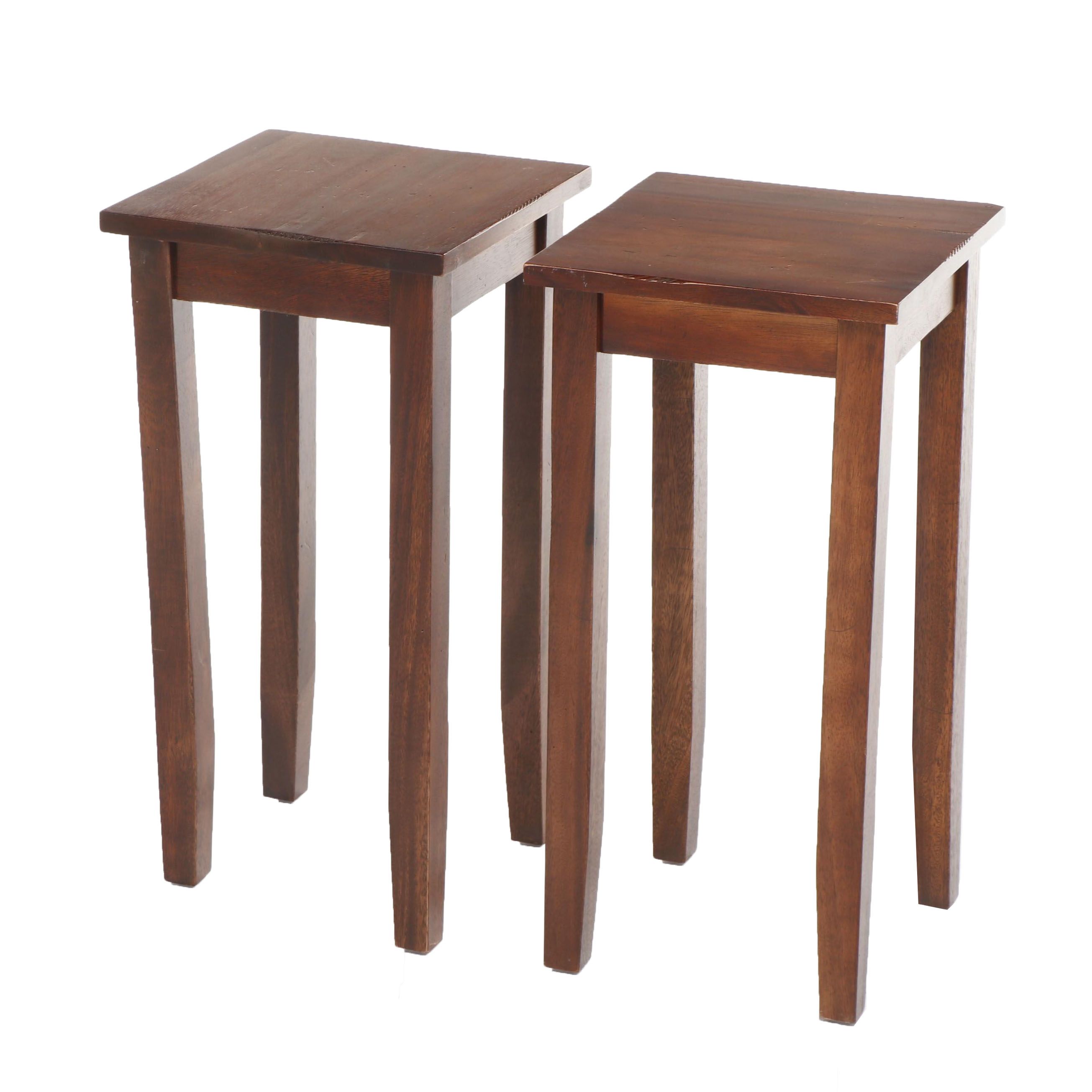 Pair of Contemporary Square Top Wooden Side Tables EBTH