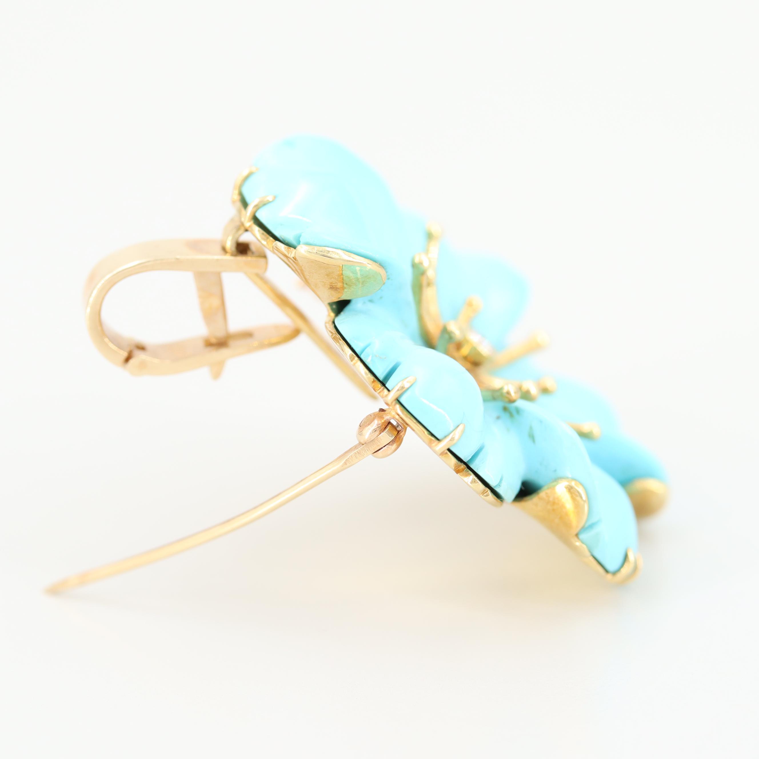 18K Yellow Gold Diamond and Turquoise Enhancer Converter Pendant EBTH