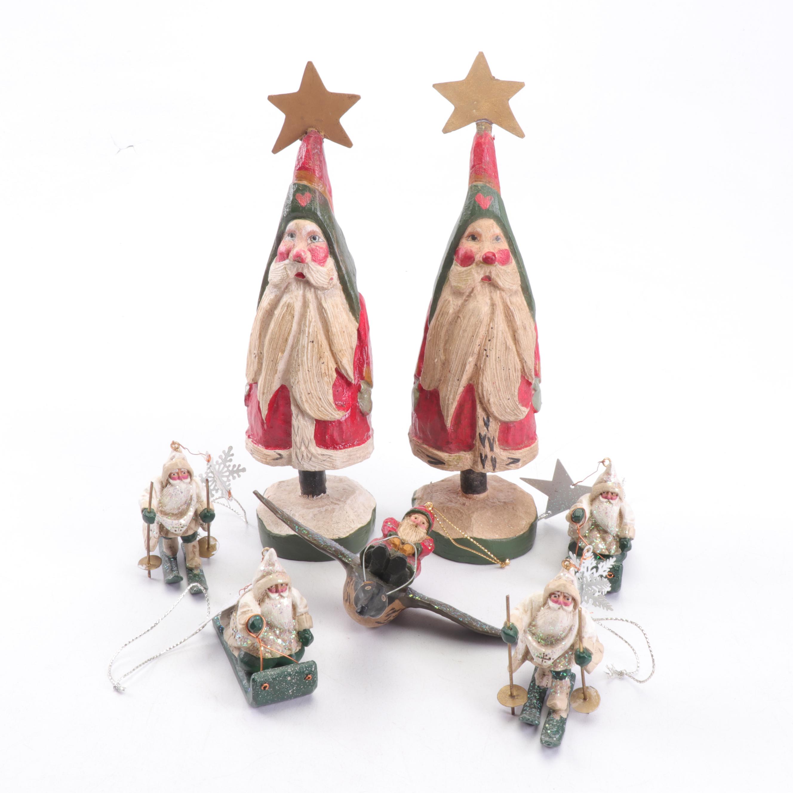 House of Hatten Figurines and P. Schifferl Wooden Christmas Ornaments