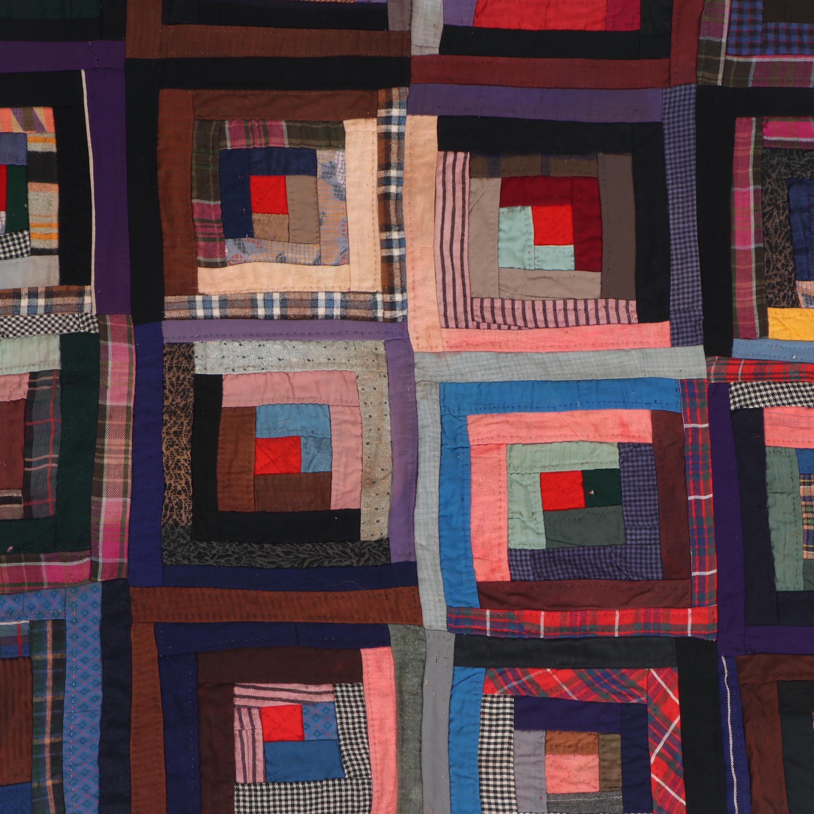 Handmade Log Cabin Quilt EBTH