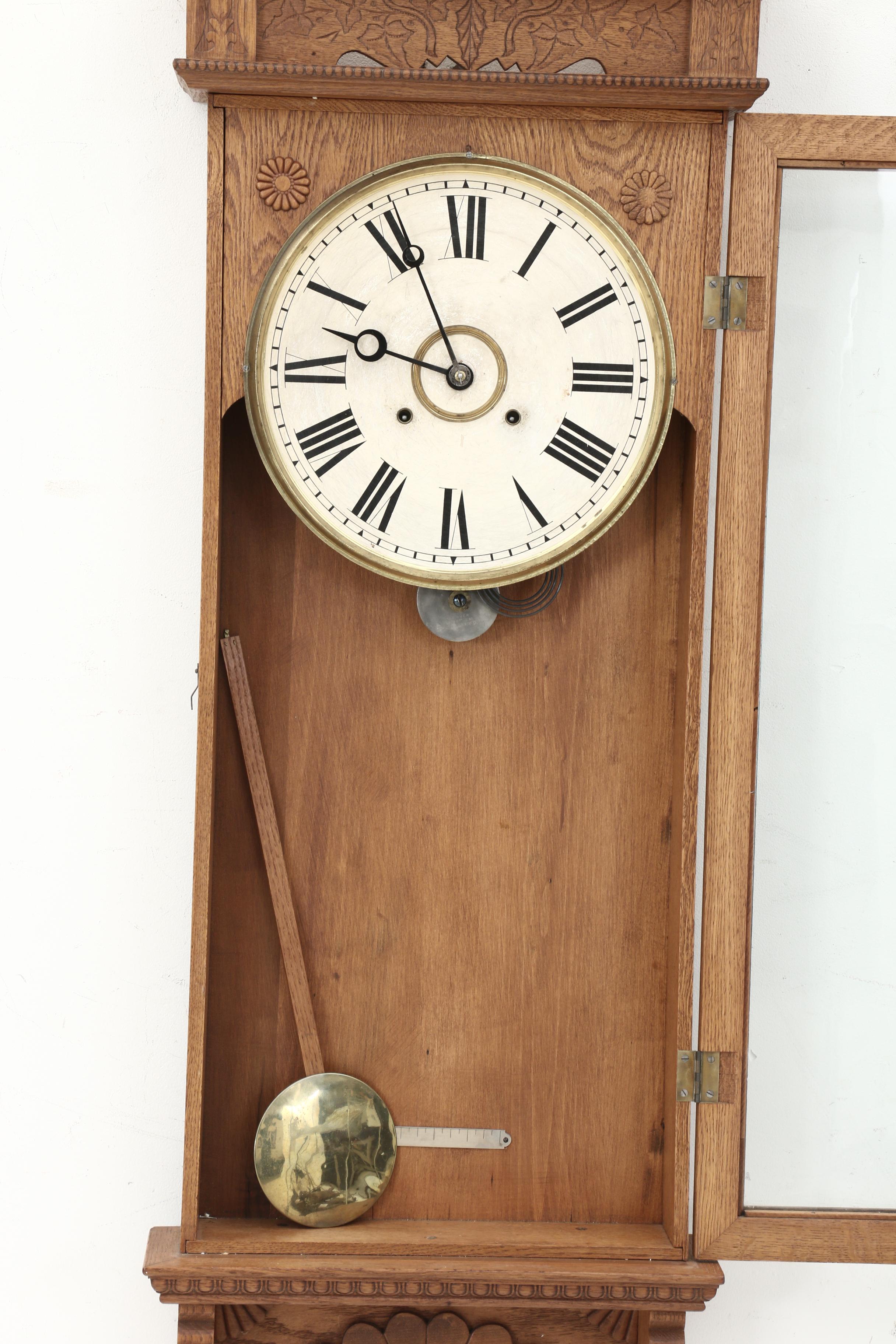 B. Owen Victorian Oak Pendulum Wall Clock, Late 19th Century EBTH